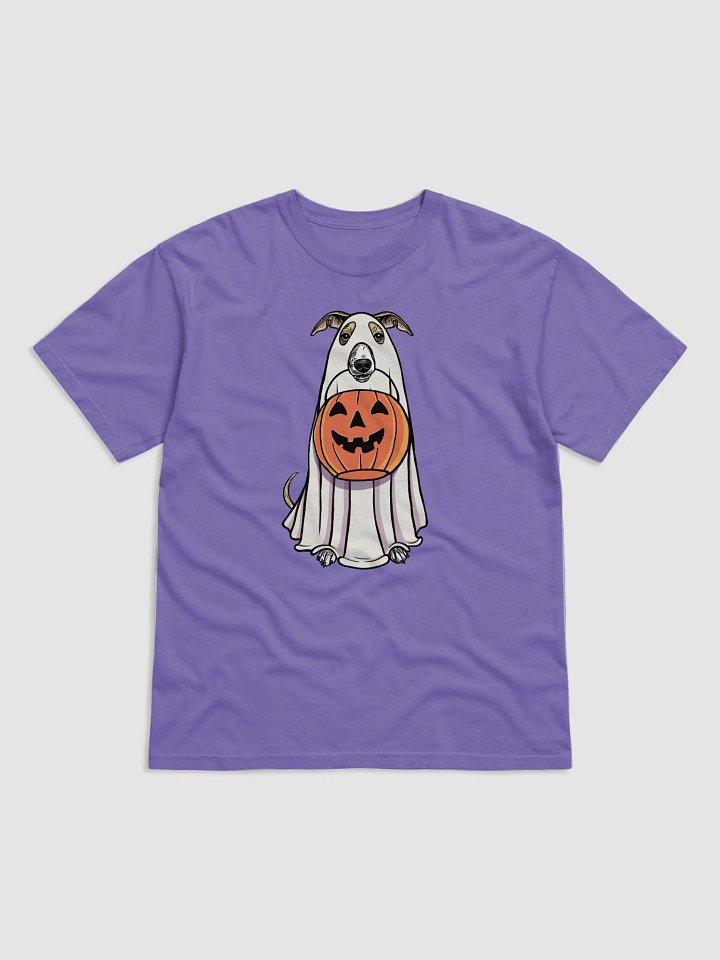 Funny Halloween Italian Greyhound(Fawn) T-Shirt | Funny Iggy Wearing a Ghost Costume and Holding a Pumpkin Basket product image (1)