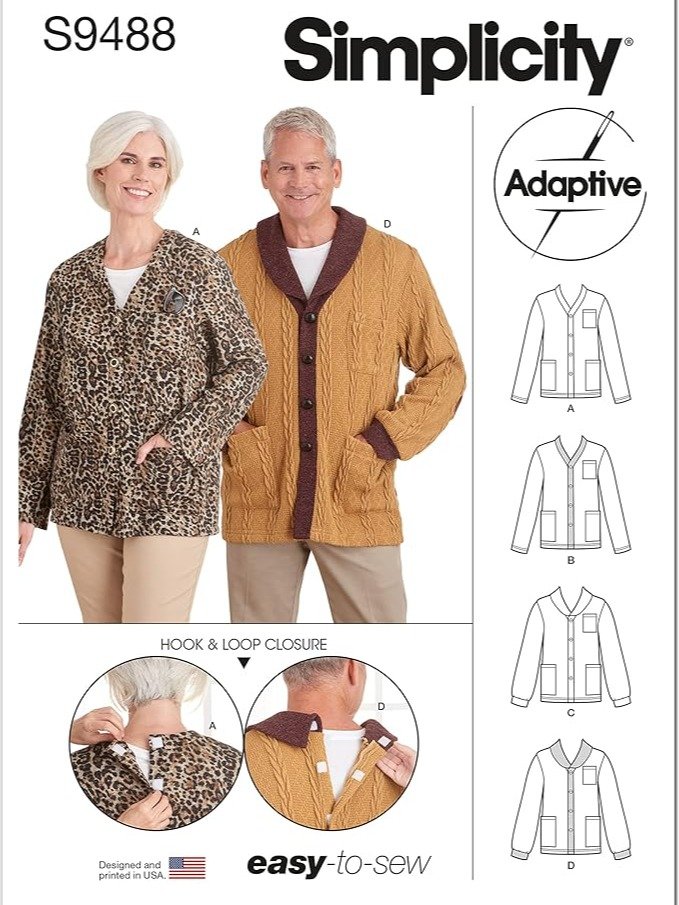 Simplicity Unisex Adaptive Cardigan Sewing Pattern Kit, Code S9488 product image (1)