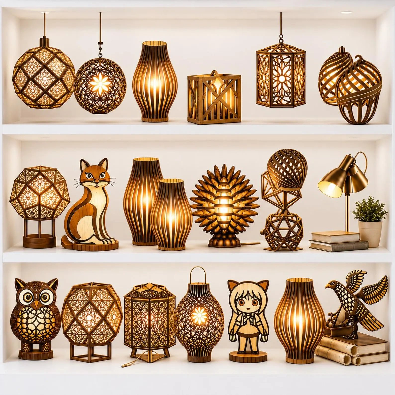 349+ Laser Cut Lamp & Lantern Bundle | Wooden Pendant Light SVG, DXF, CDR & AI Files product image (2)