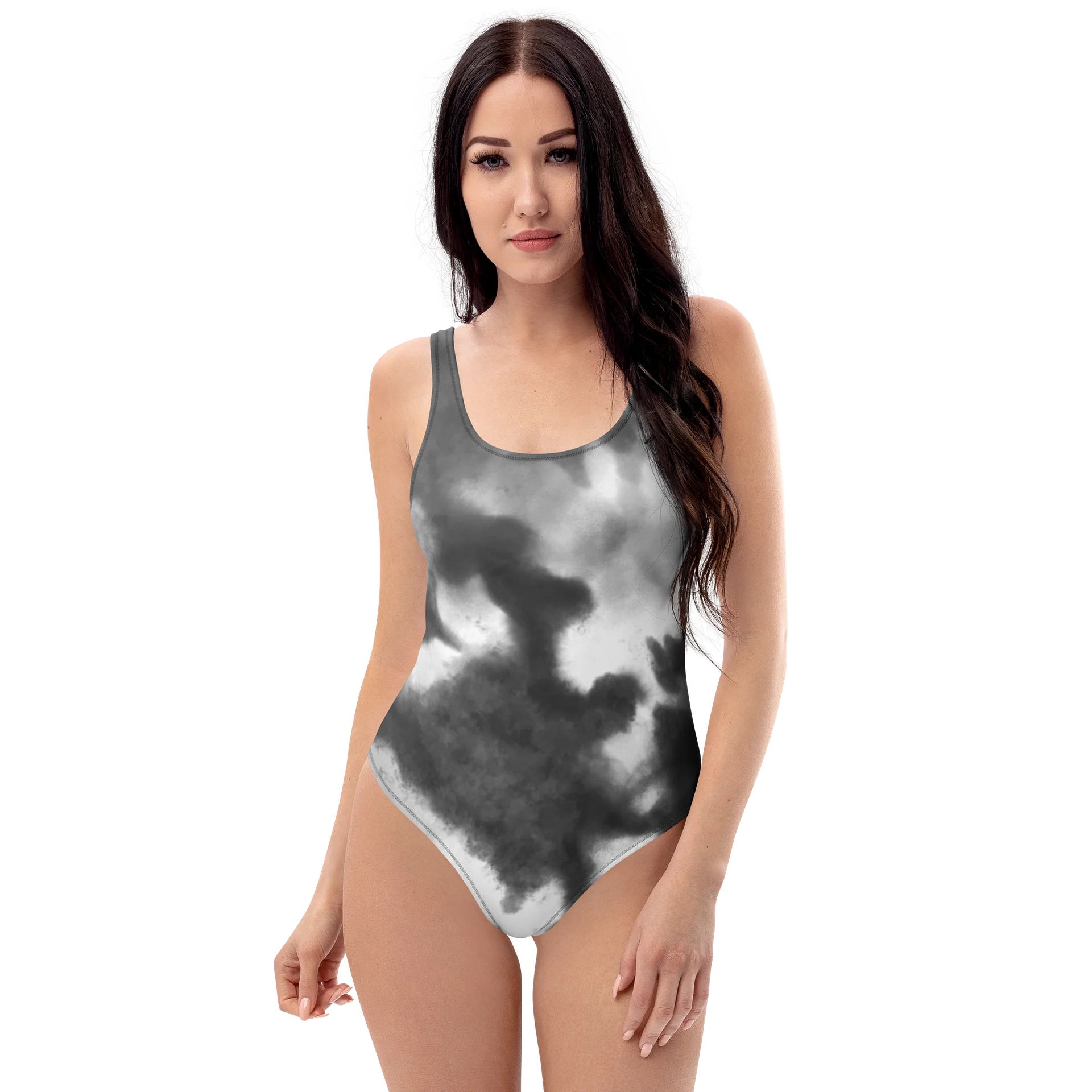 His House Womens One Piece Swimsuit - B&W Tie Dye product image (1)