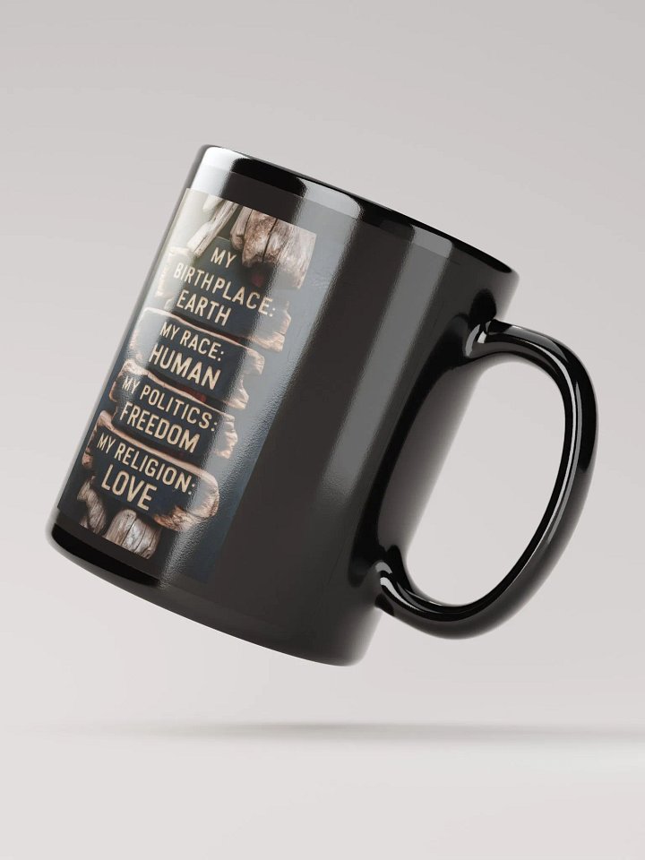 Earth, Human, Freedom, Love #Motivational Glossy Mug - Black product image (2)