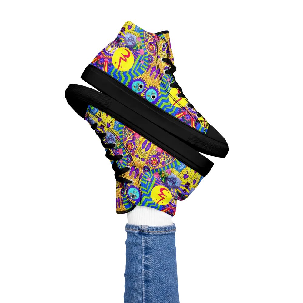 Abstract Colourful Doodle Ladies High Top Canvas Shoes product image (3)