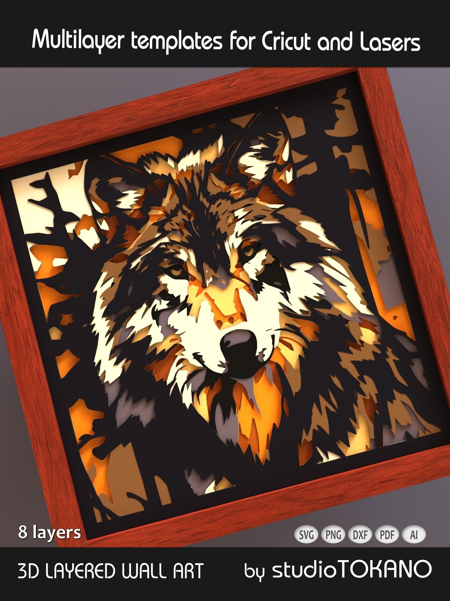 Wolf Shadow box SVG product image (2)