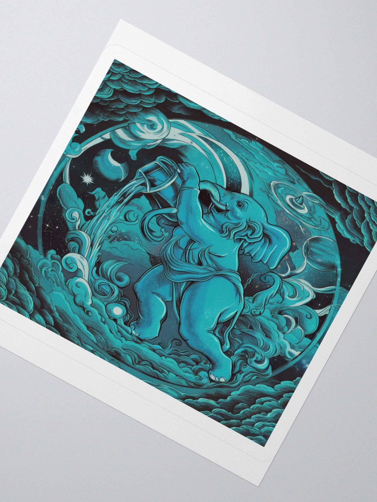 Aquarius Celestial Elephant Vinyl Sticker - Exclusive Zodiac Fantasy Art product image (5)