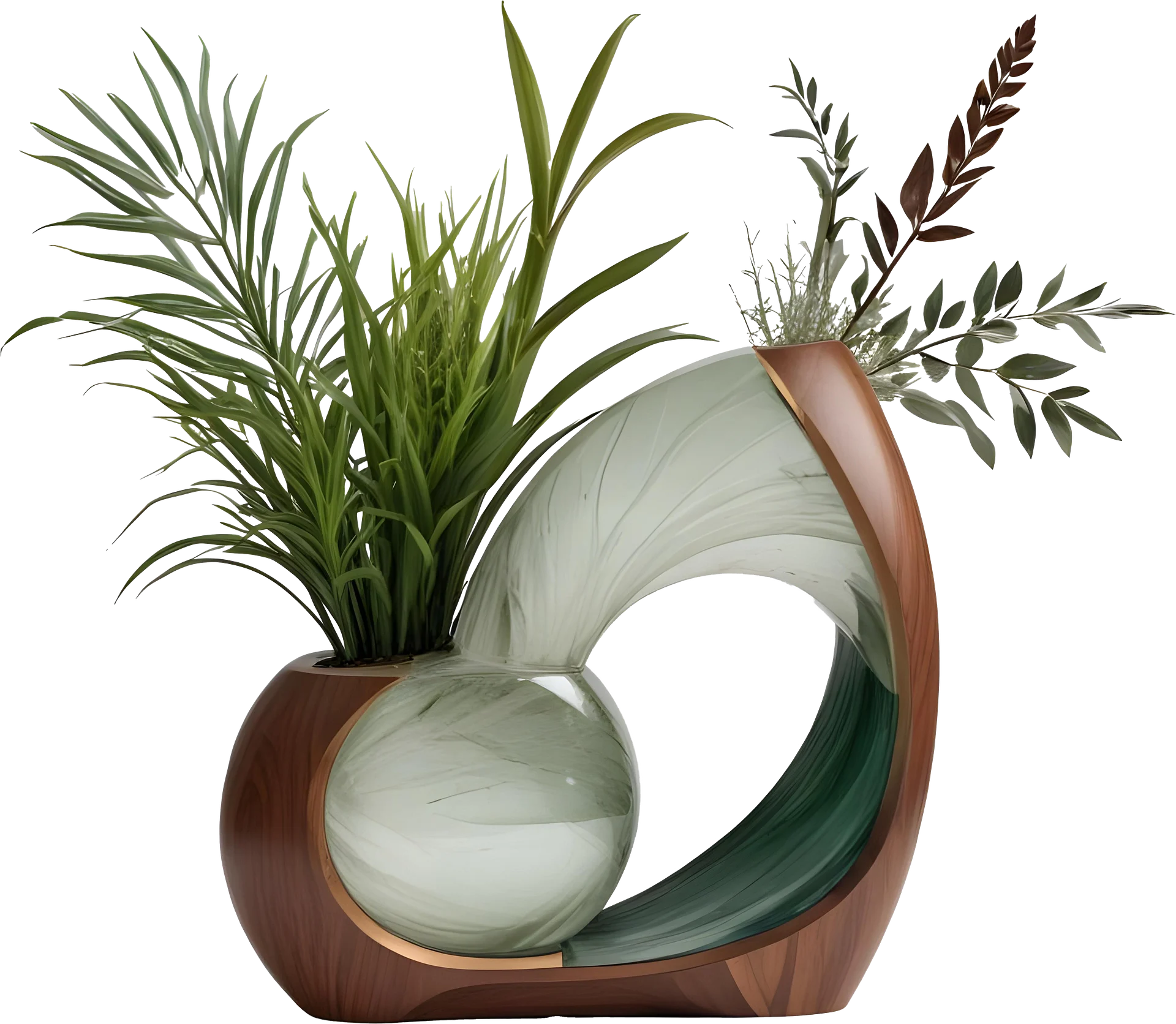 Luxe Botanique – Dual Harmony Art Deco Vase PNG product image (1)