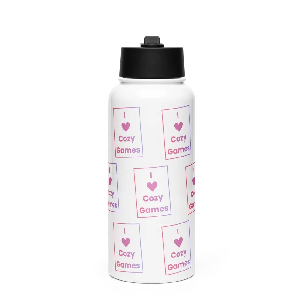 I Love Cozy Games Stainless Steel Water Bottle product image (1)