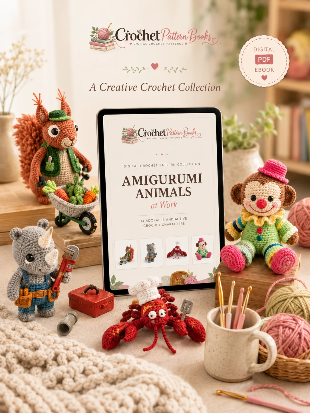 Amigurumi Animal Crochet Patterns with 14 Animals at Work product image (5)
