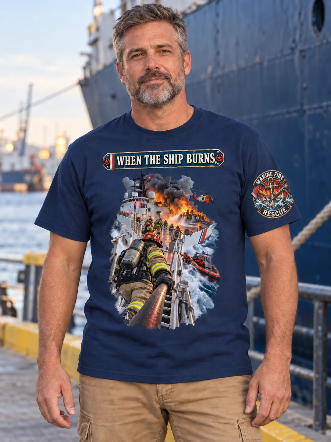 When the Ship Burns, Everyone Fights T-Shirt | FLAT OUT BROKEN™ product image (1)