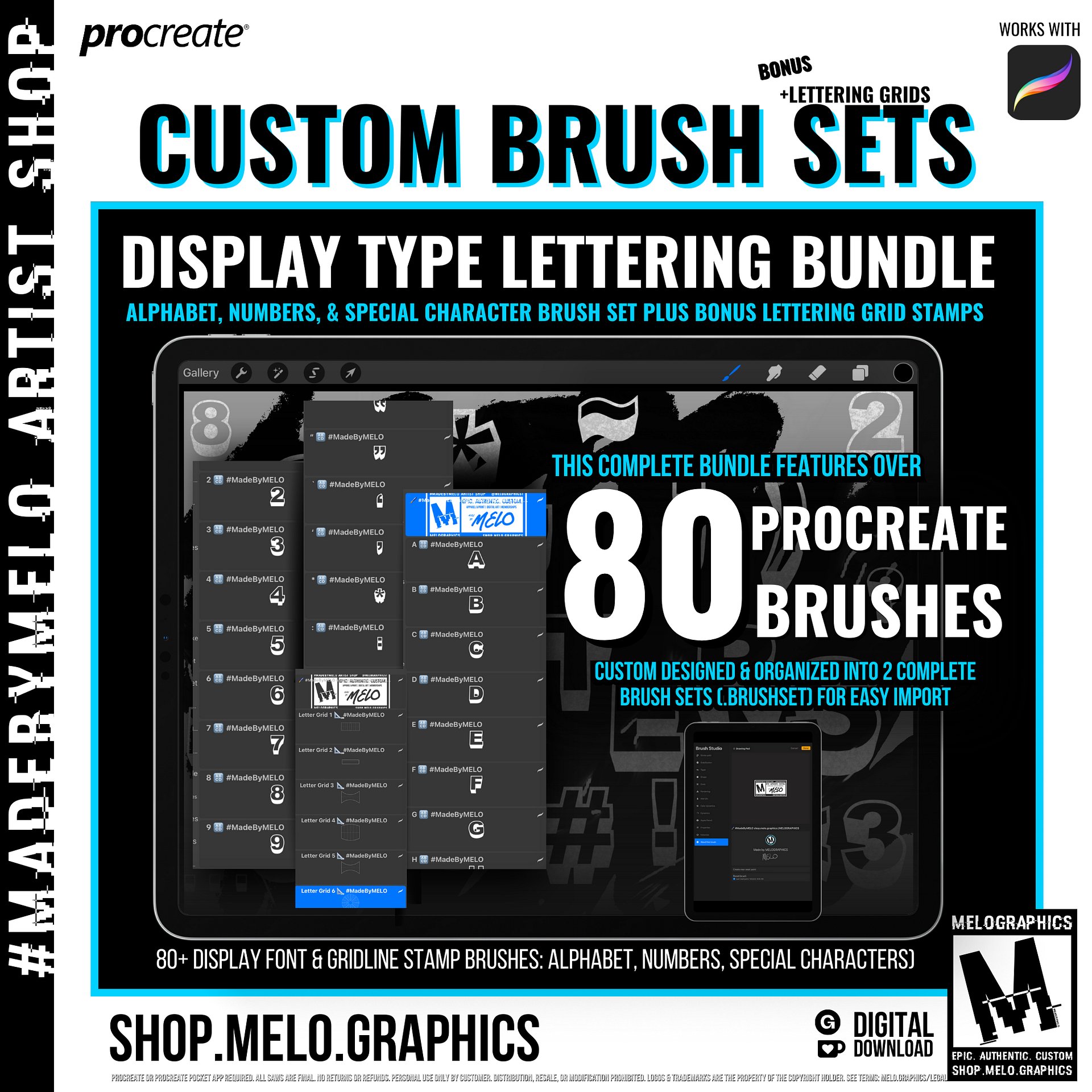 Display Type Procreate Lettering Stamps & Grids Brush Set Bundle | #MadeByMELO product image (3)