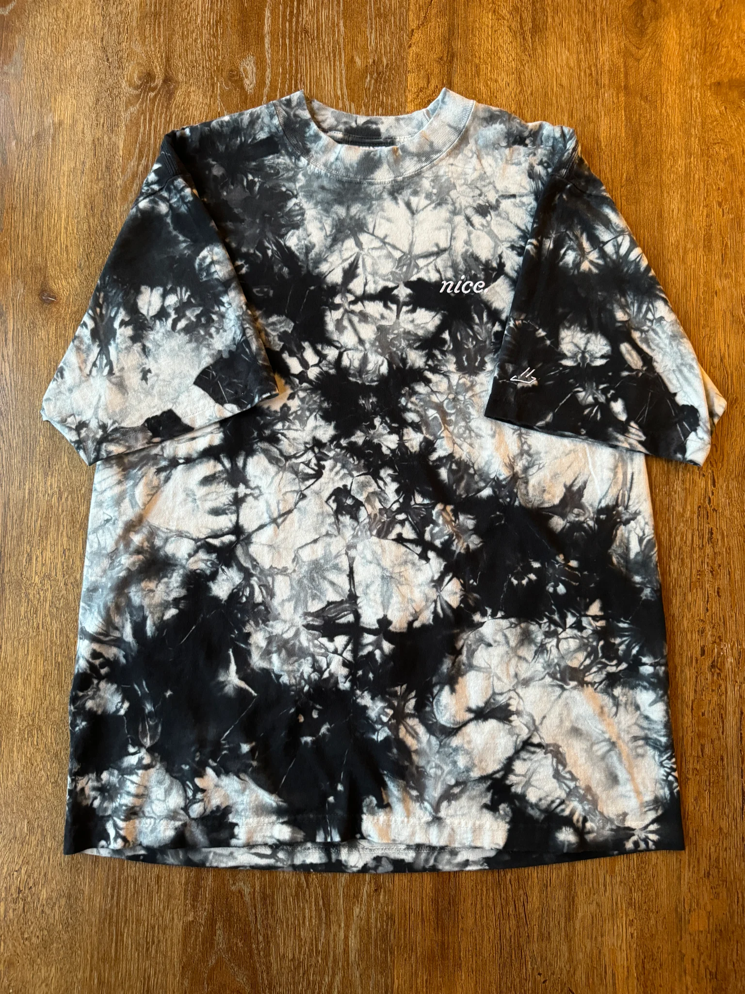 Nice. Embroidered Tie Dye Tee (Black/White) product image (3)