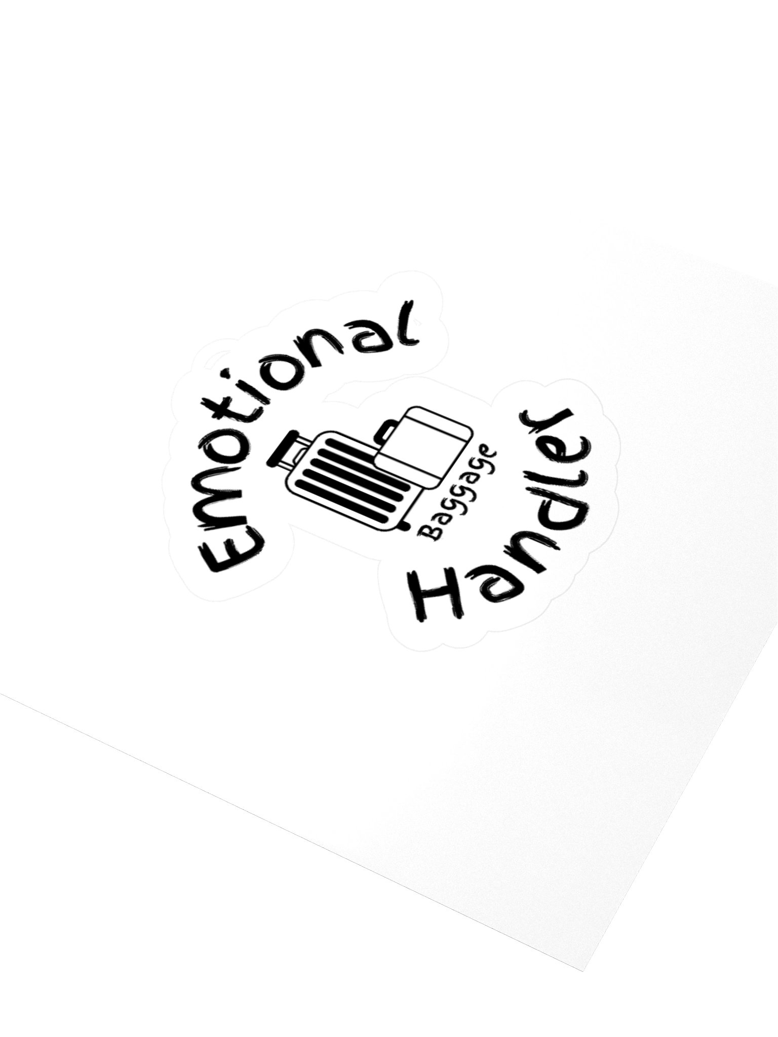 Emotional Baggage Handler Sticker With Baggage graphic-Black and White product image (3)