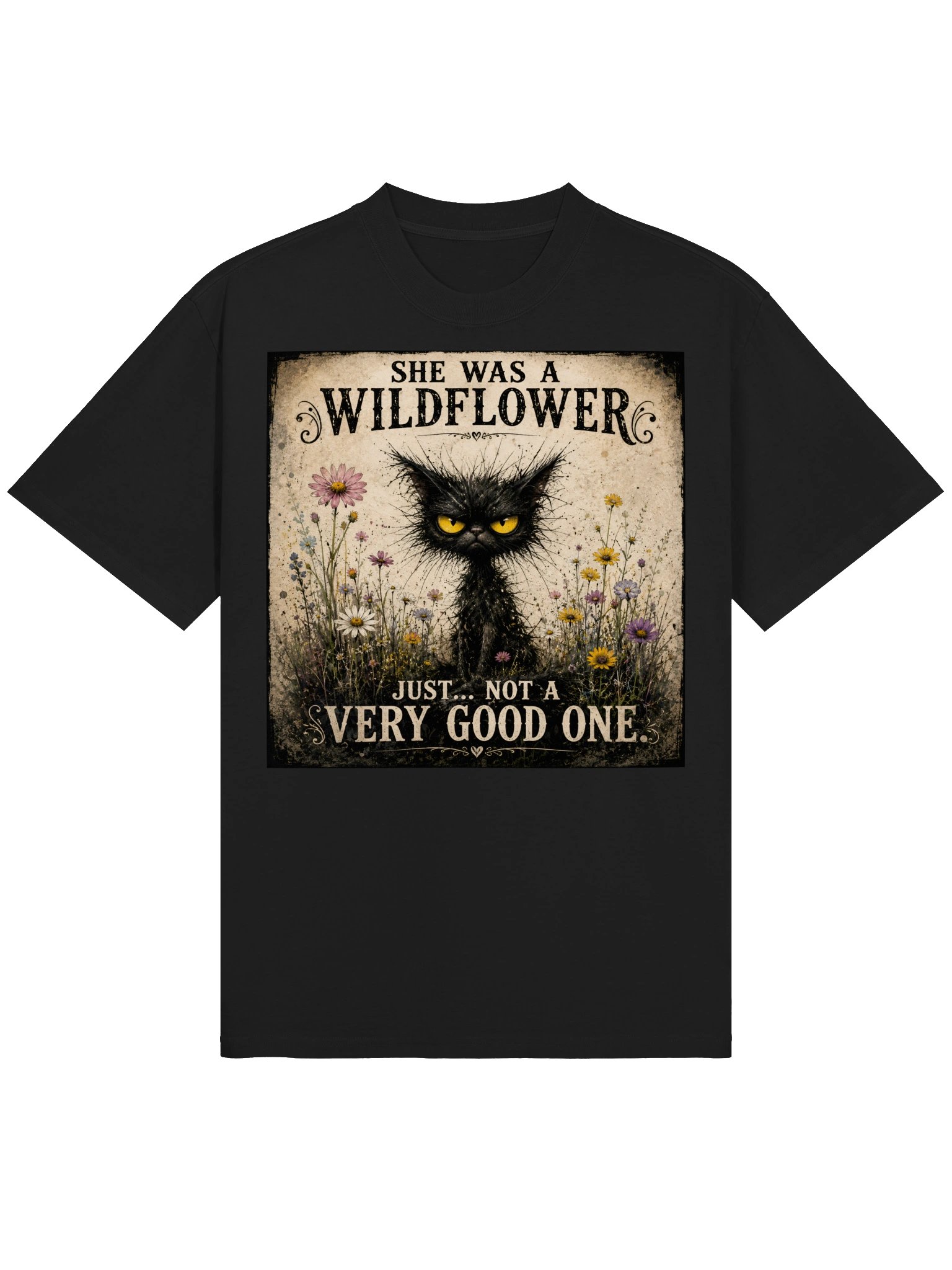 Funny Black Cat T Shirt She Was a Wildflower Cat Lover Gift for Sister Brother Aunt Uncle product image (2)