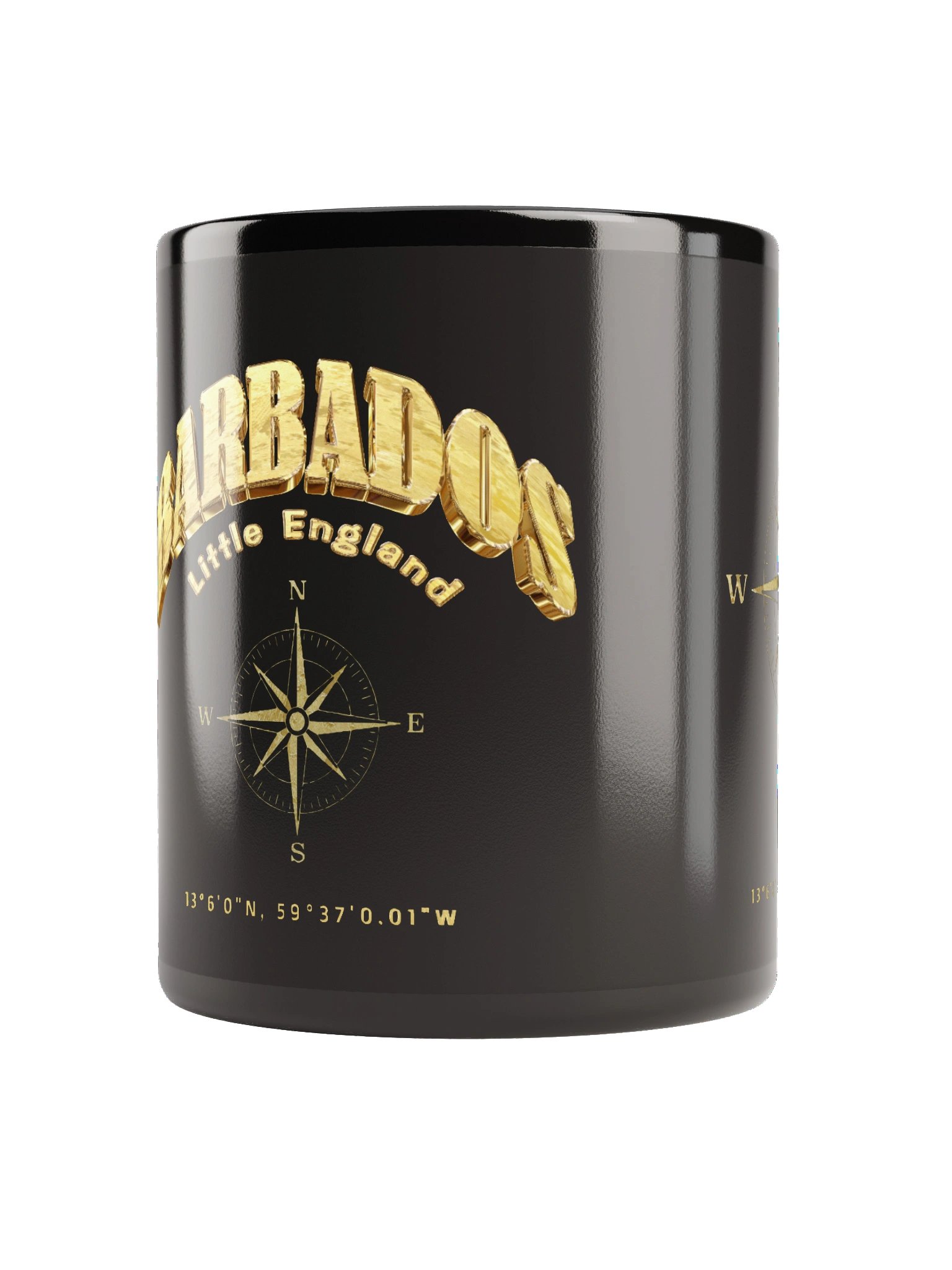 Compass - Barbados - Vintage Gold | Black Glossy Mug product image (5)