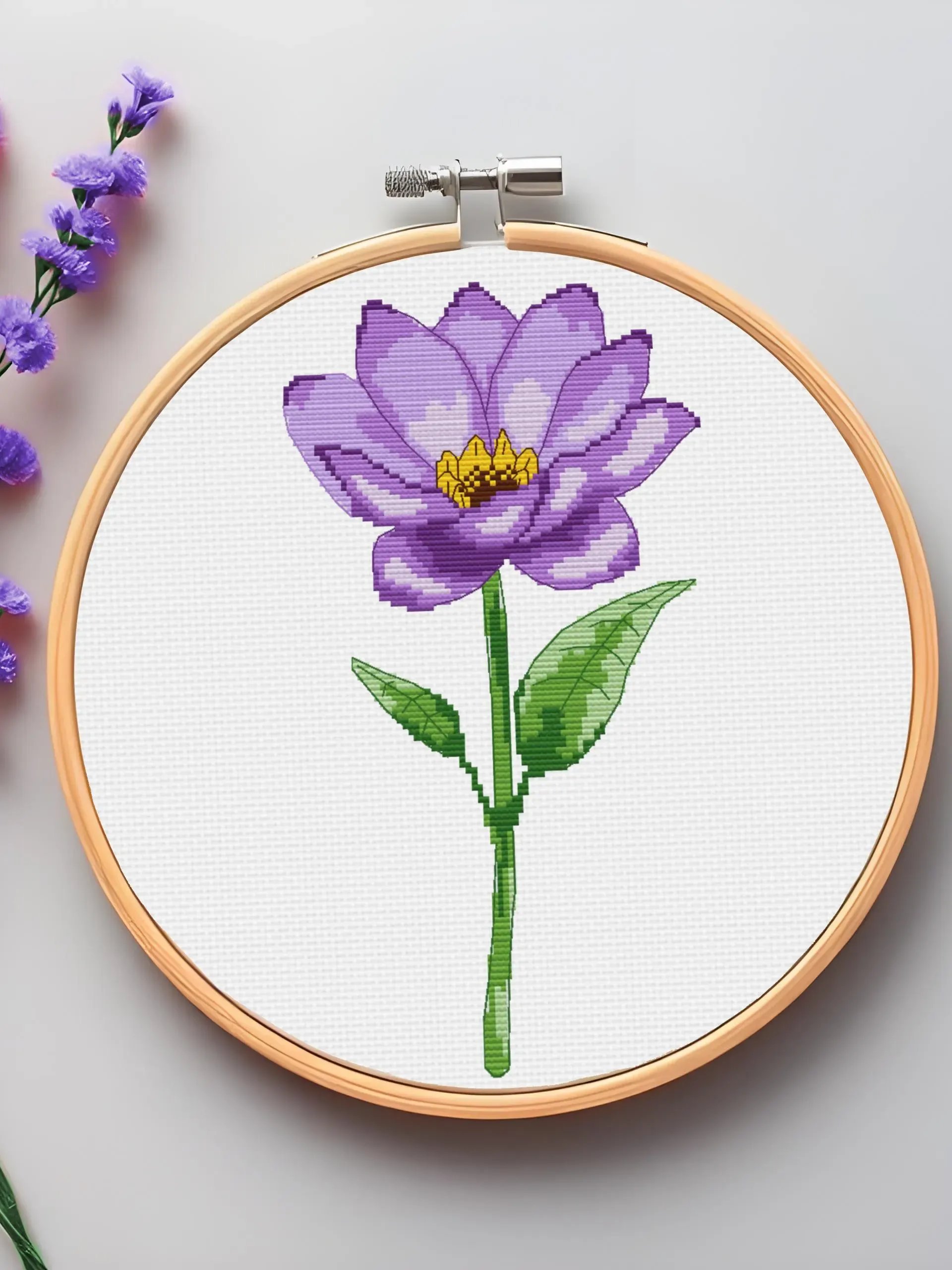 Purple Lotus Flower Cross Stitch Pattern product image (1)
