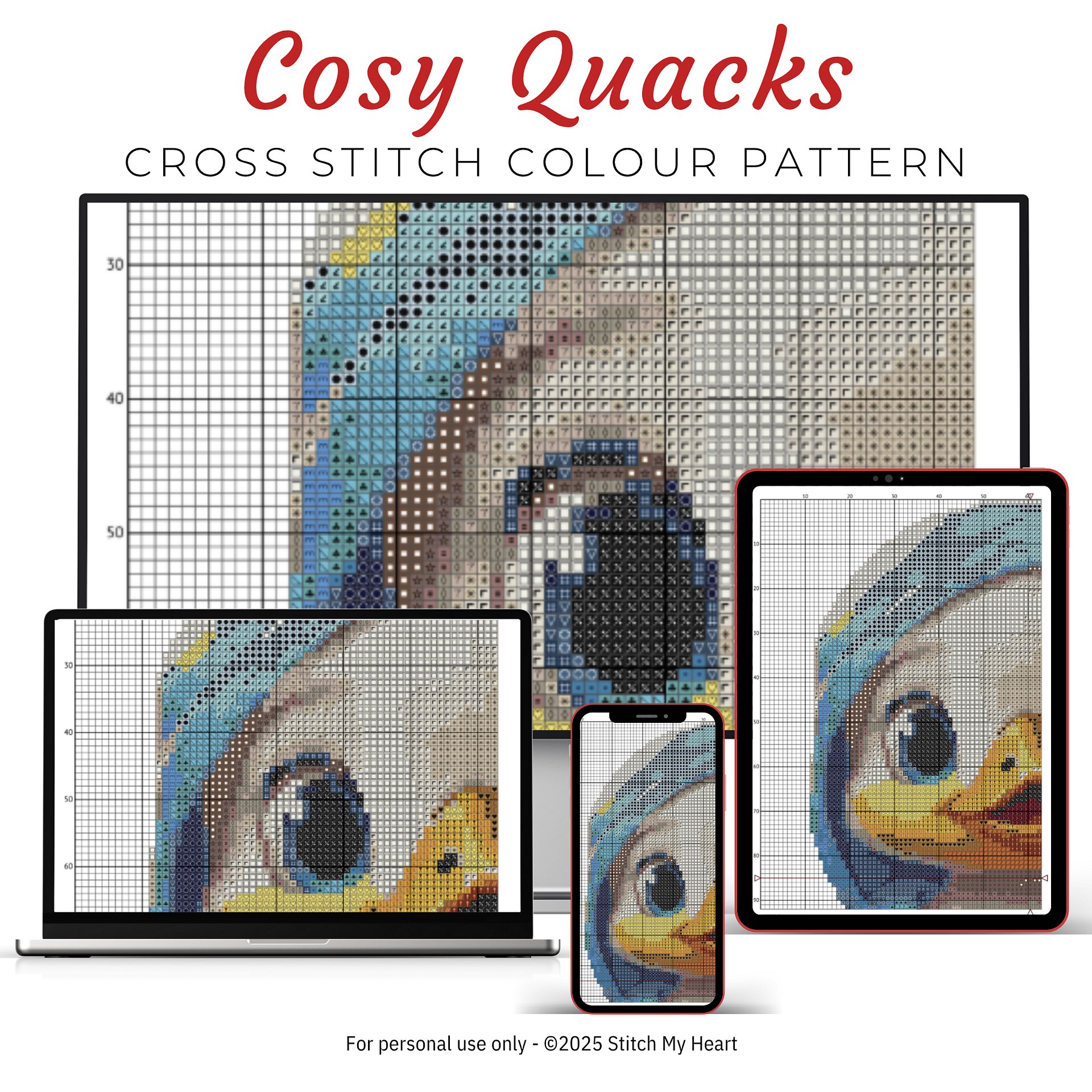 Cozy Quacks Cross Stitch Pattern product image (3)