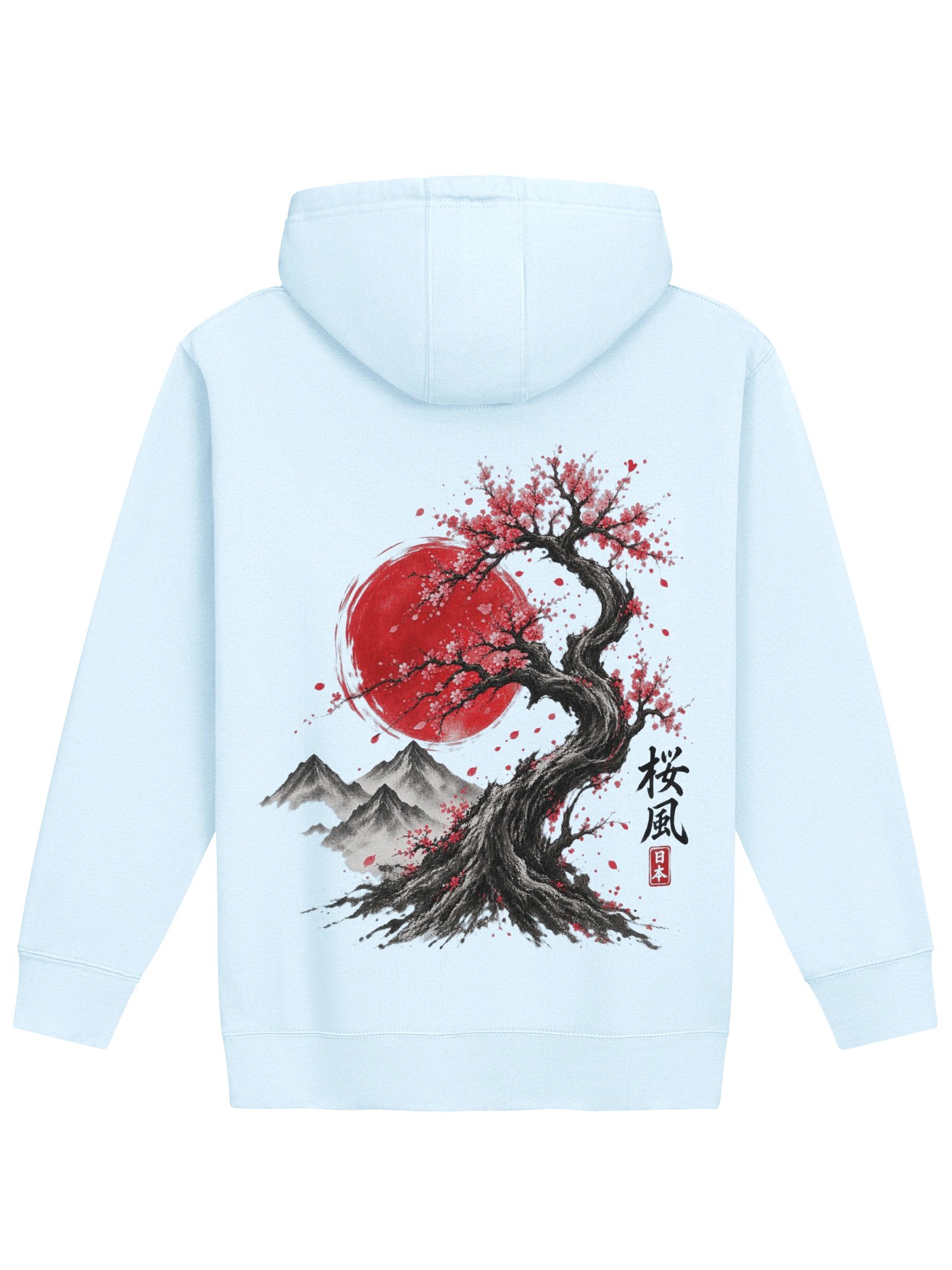 Japanese Crane & Sakura Bonsai Double-Sided Hoodie | Aesthetic Cherry Blossom Hoodie product image (2)