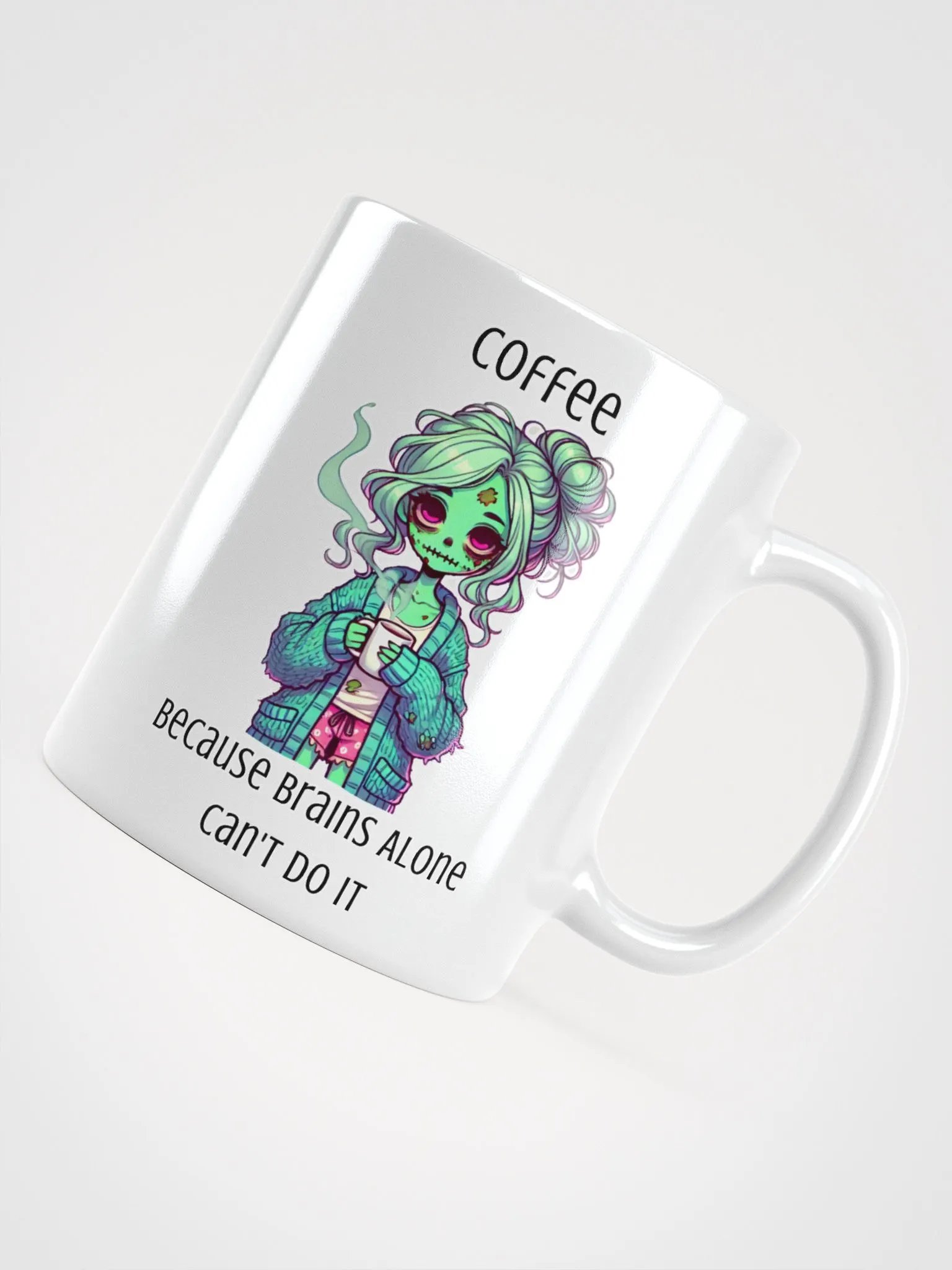 "Coffee, Because Brains Alone Can't Do It" Zombie Mom Coffee Mug product image (6)