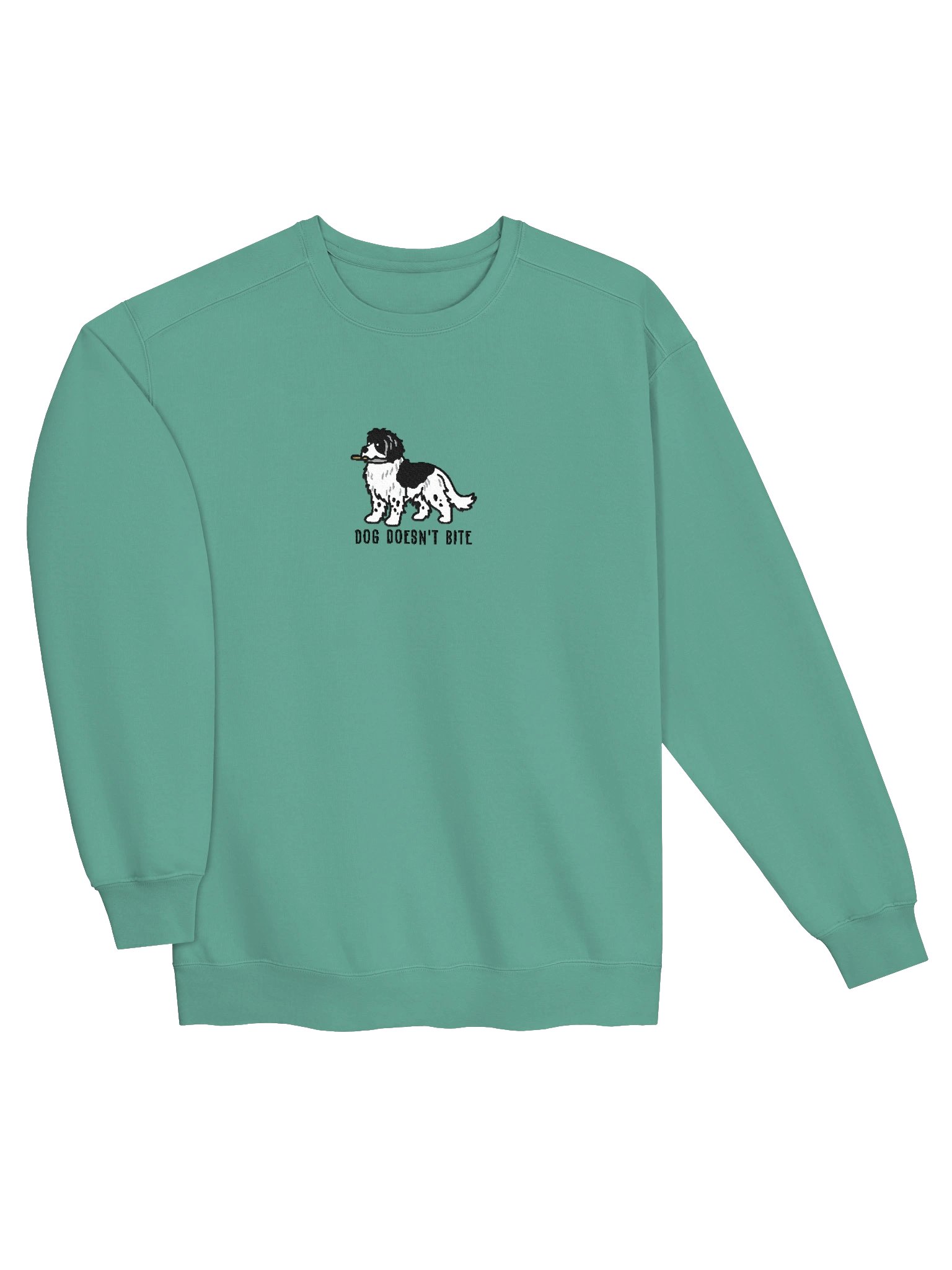 Dog Doesn't Bite Funny Chibi-Style Embroidered Premium Sweatshirt for Newfoundland(Black & White) Owners product image (27)