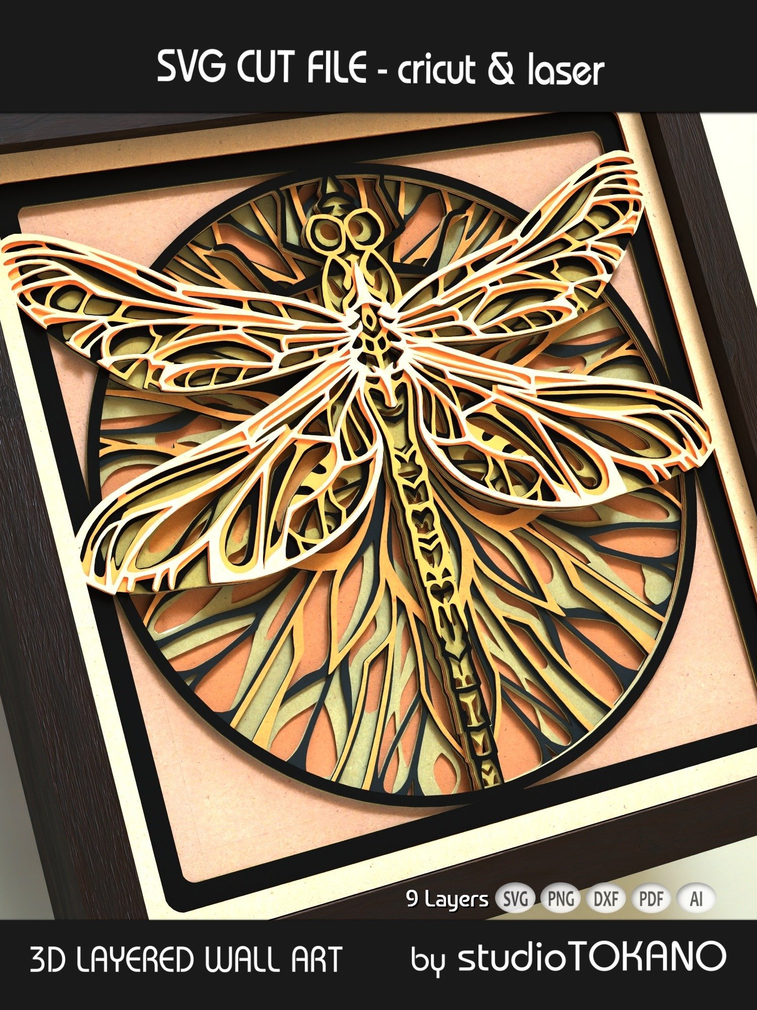 Art Nouveau Dragonfly 3D SVG product image (11)