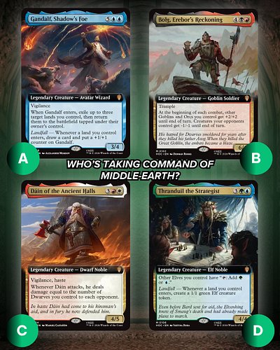 Middle-earth needs a leader. 🏔️⚔️Who are you picking? Drop your pick below! 👇

#mtg #mtgcommunity #magicthegathering #mtgcomm...