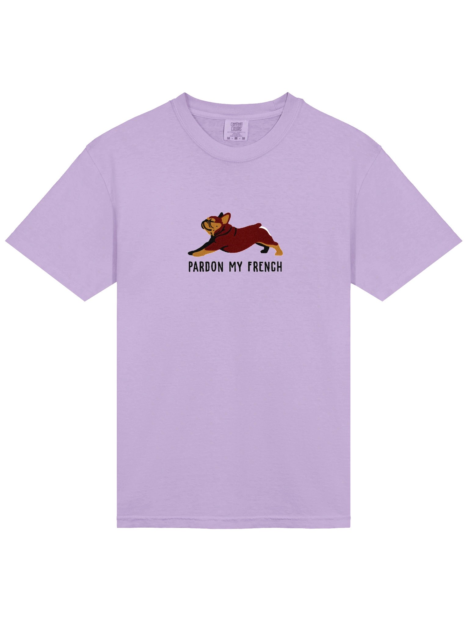 Pardon My French T-Shirt(Embroidered) of a French Bulldog(Red & Tan) product image (6)