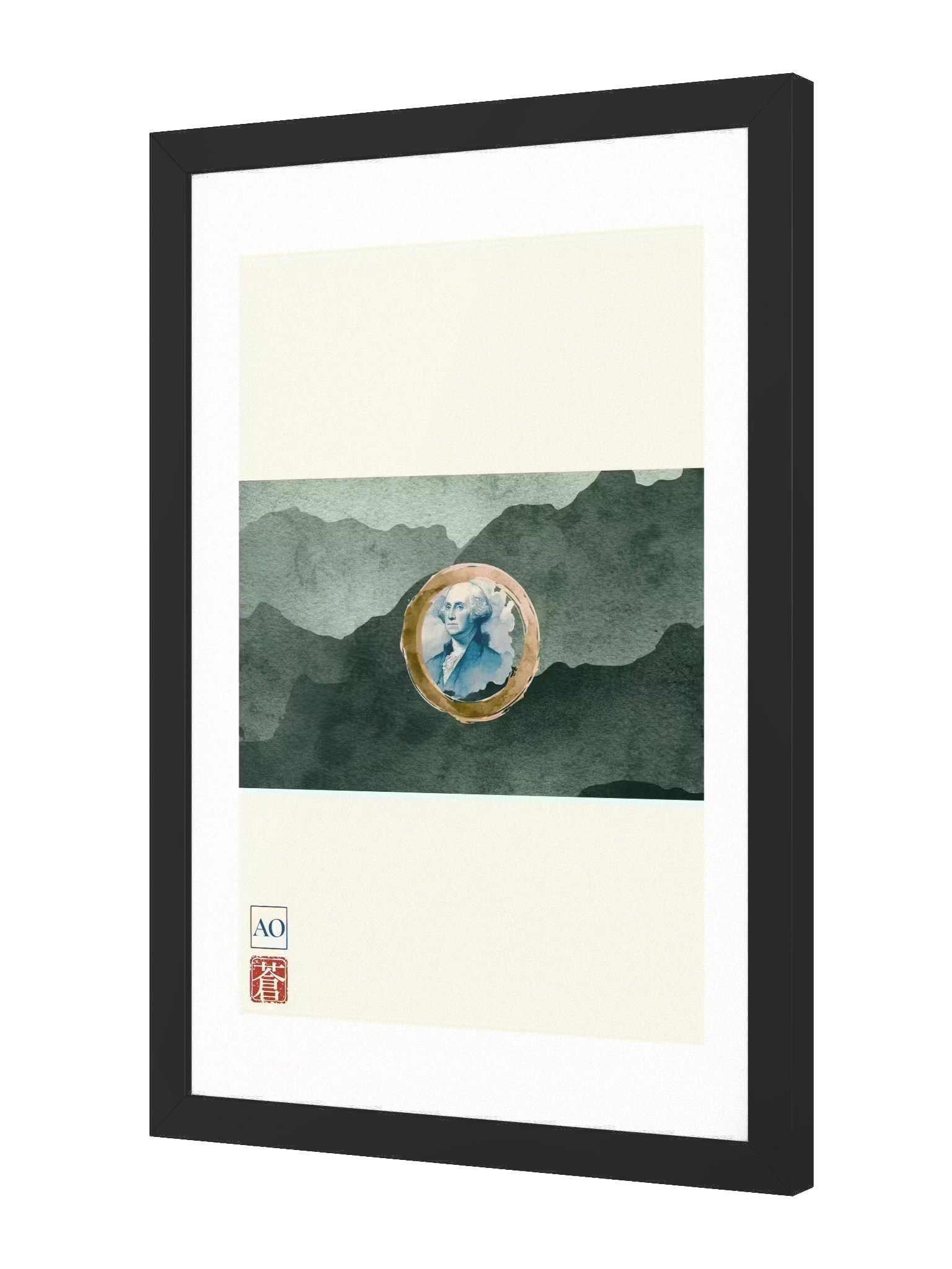 Washington Japanese Ink Art Print | Evergreen Heritage No.08 | Framed Wall Art - AO Japan Blue product image (2)