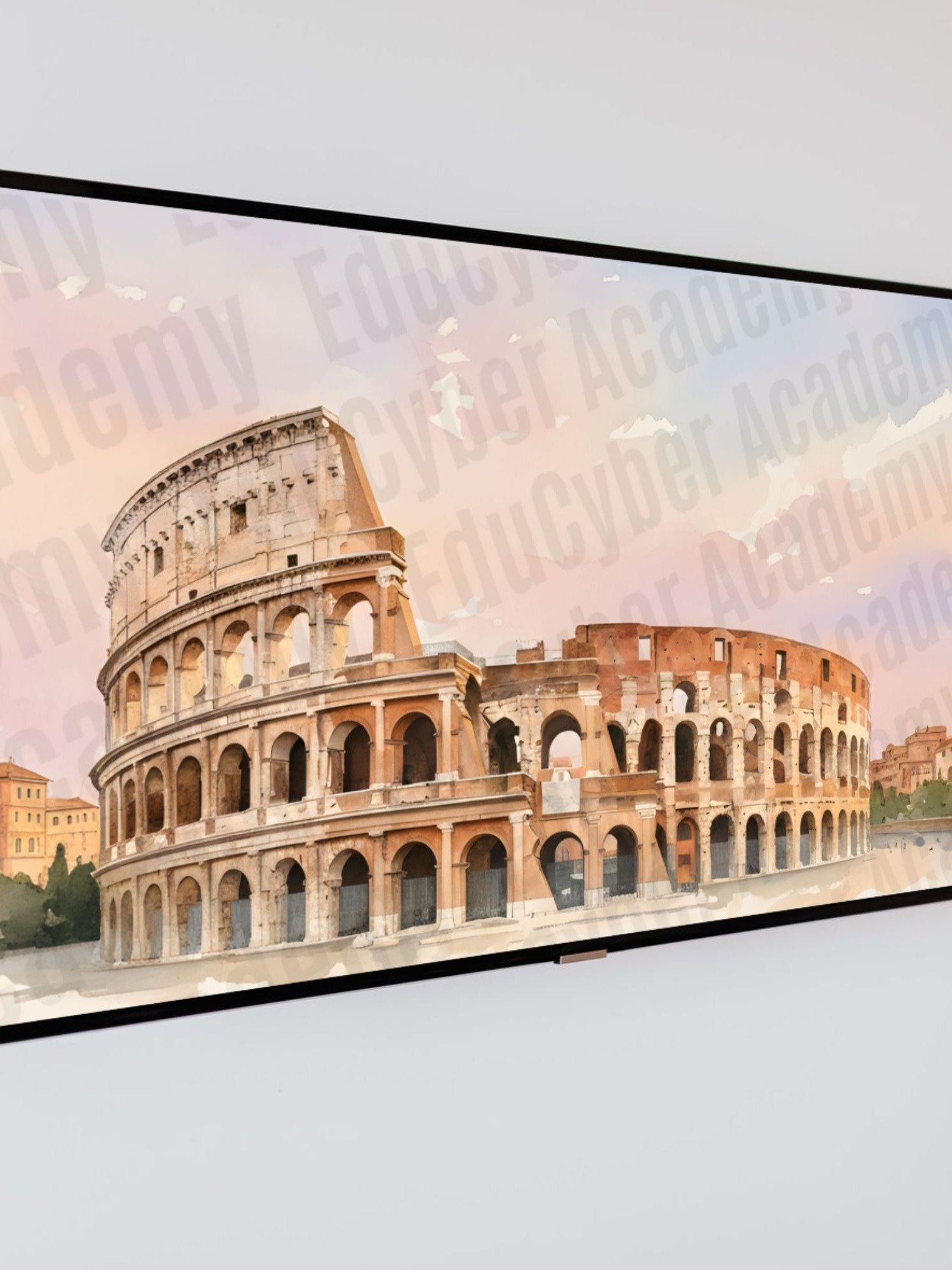 New 7 Wonders of the World Frame TV Art History of the Colosseum in Rome Italy Pastel Watercolor Desktop & Laptop Background Wallpaper Image (300 dpi) product image (8)