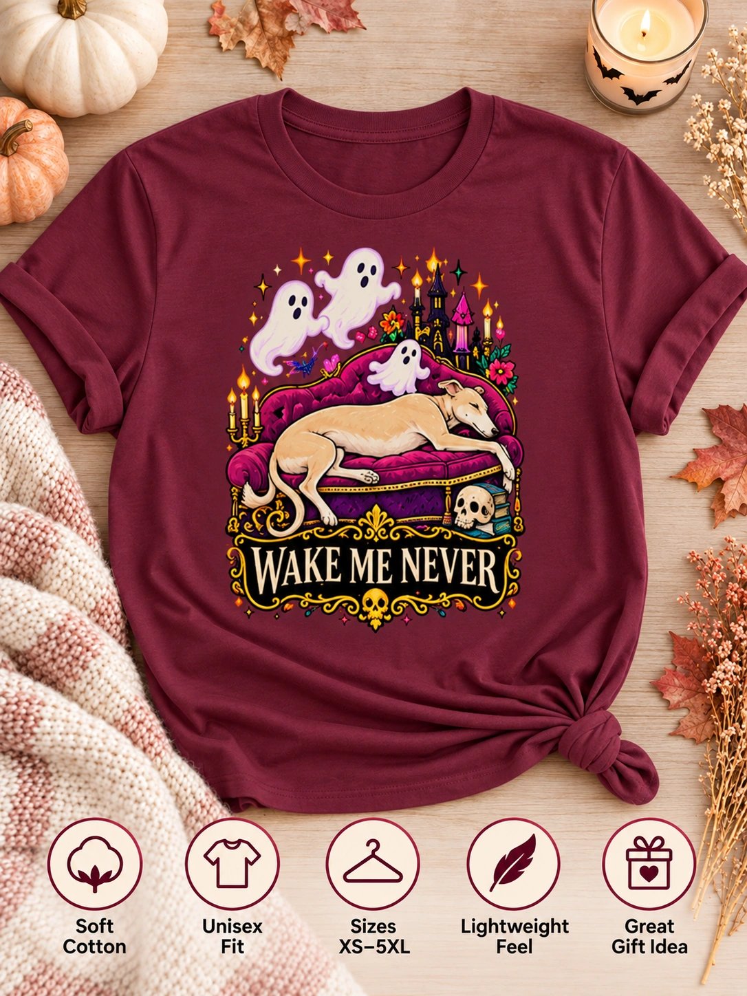 Greyhound Halloween T-Shirt – Wake Me Never product image (3)