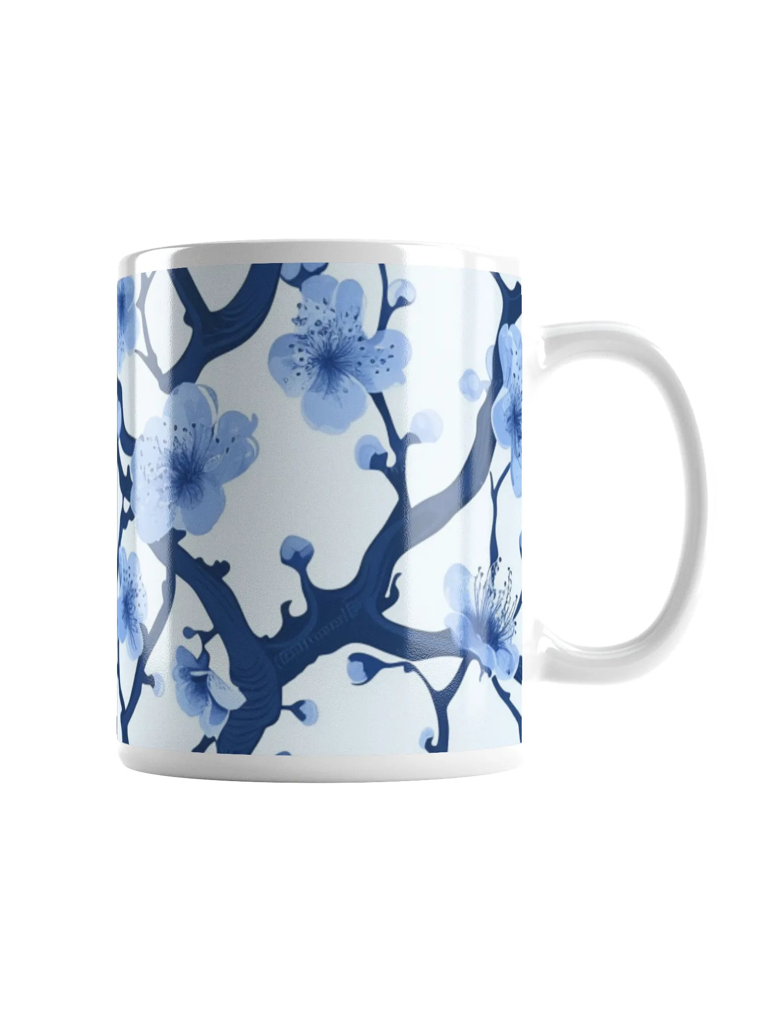 Blue and White Floral White Glossy Ceramic Mug by Treasure Pie product image (1)