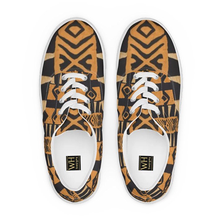 Women's African-Inspired Brown/Black Lace-up Canvas Shoes product image (1)