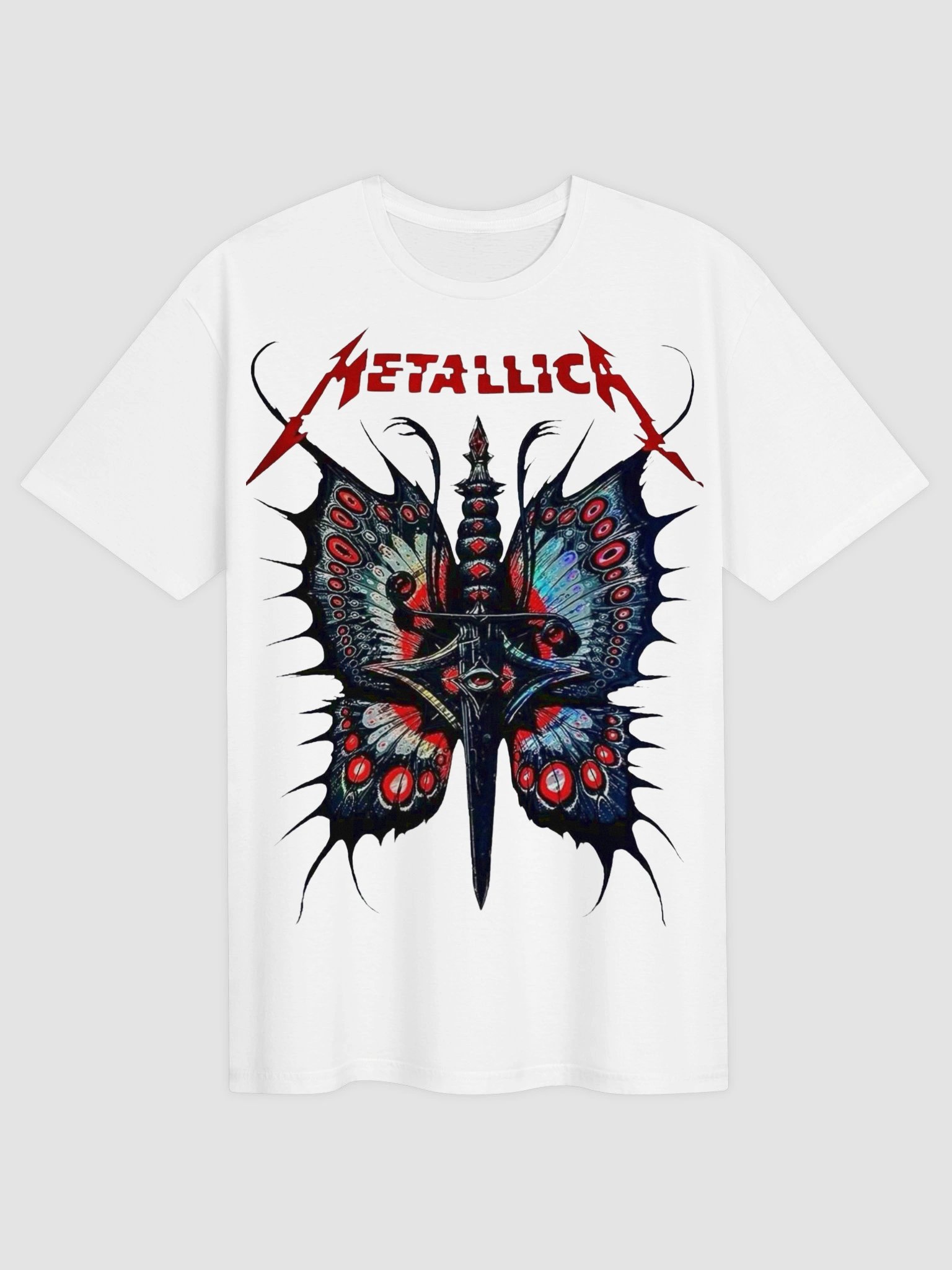 Metallica Butterfly Dagger T-Shirt | Moth Into Flame Graphic Tee | Hardwired to Self-Destruct Collector Band Shirt product image (1)