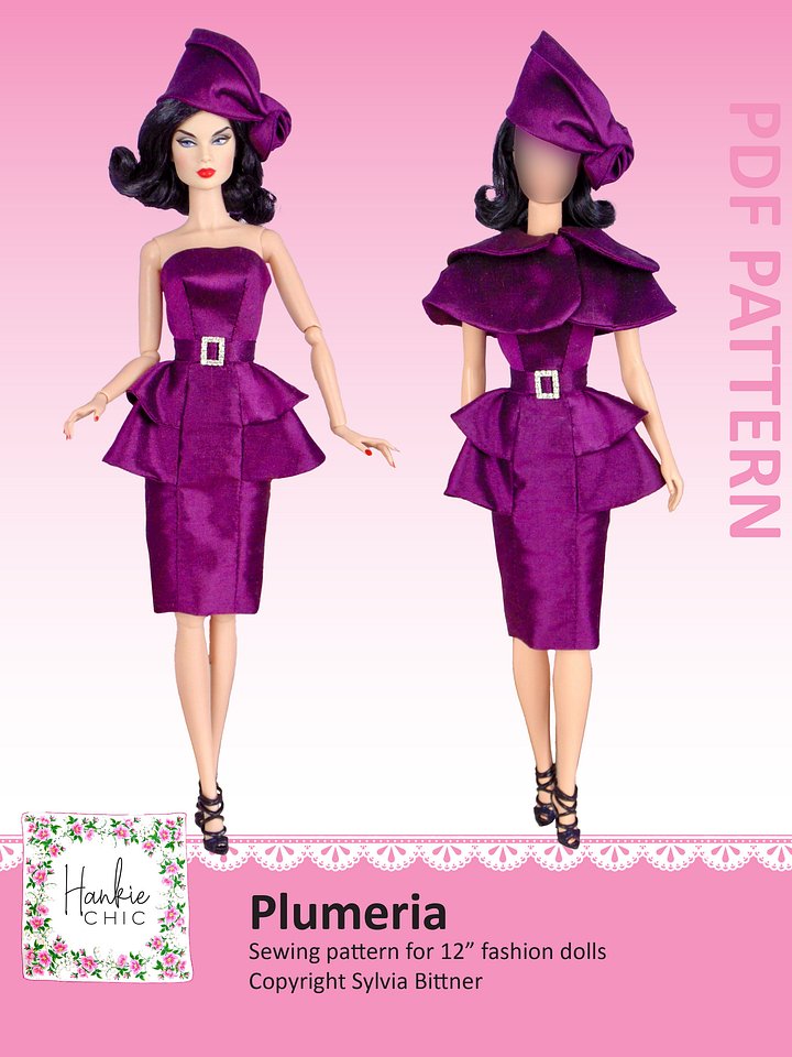Plumeria sewing pattern for 12" fashion dolls product image (1)