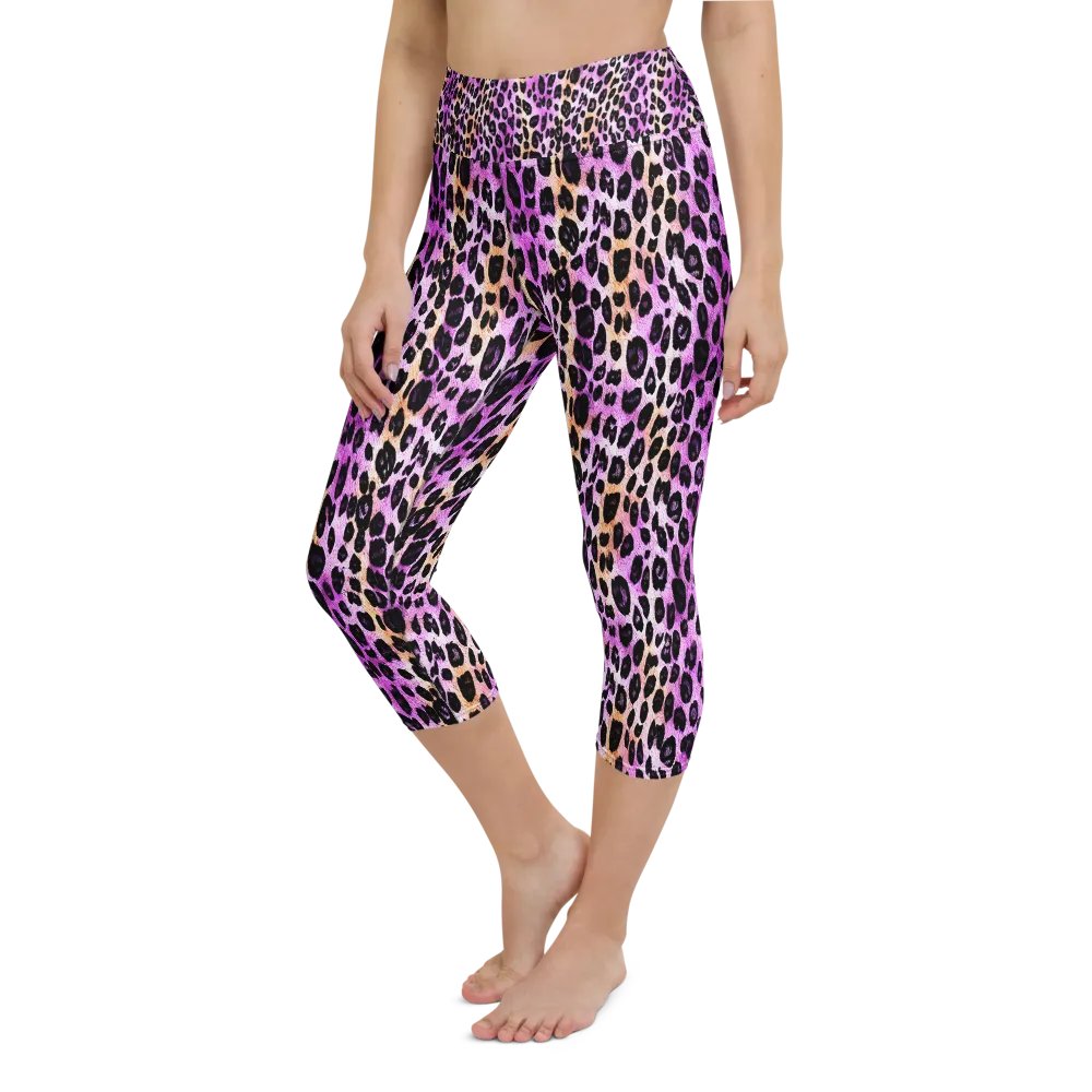 Purple Beige Leopard Capri Leggings product image (6)