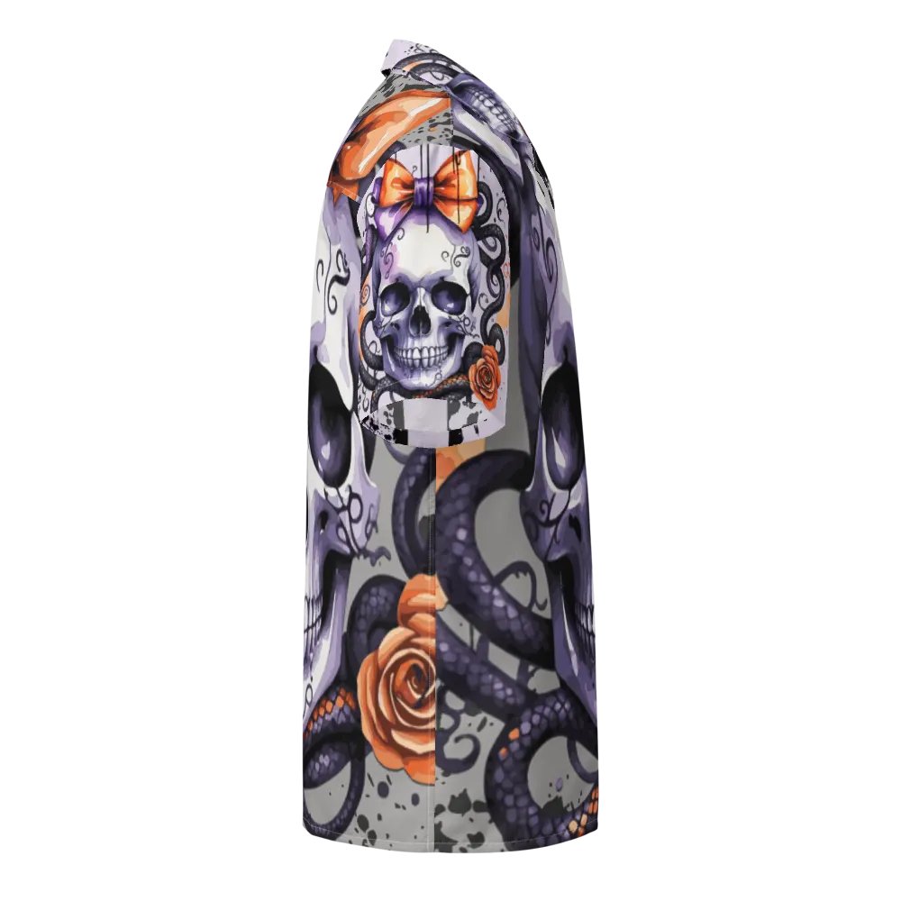 Coquette Style Autumn Skull & Snake Button-Up Shirt product image (6)