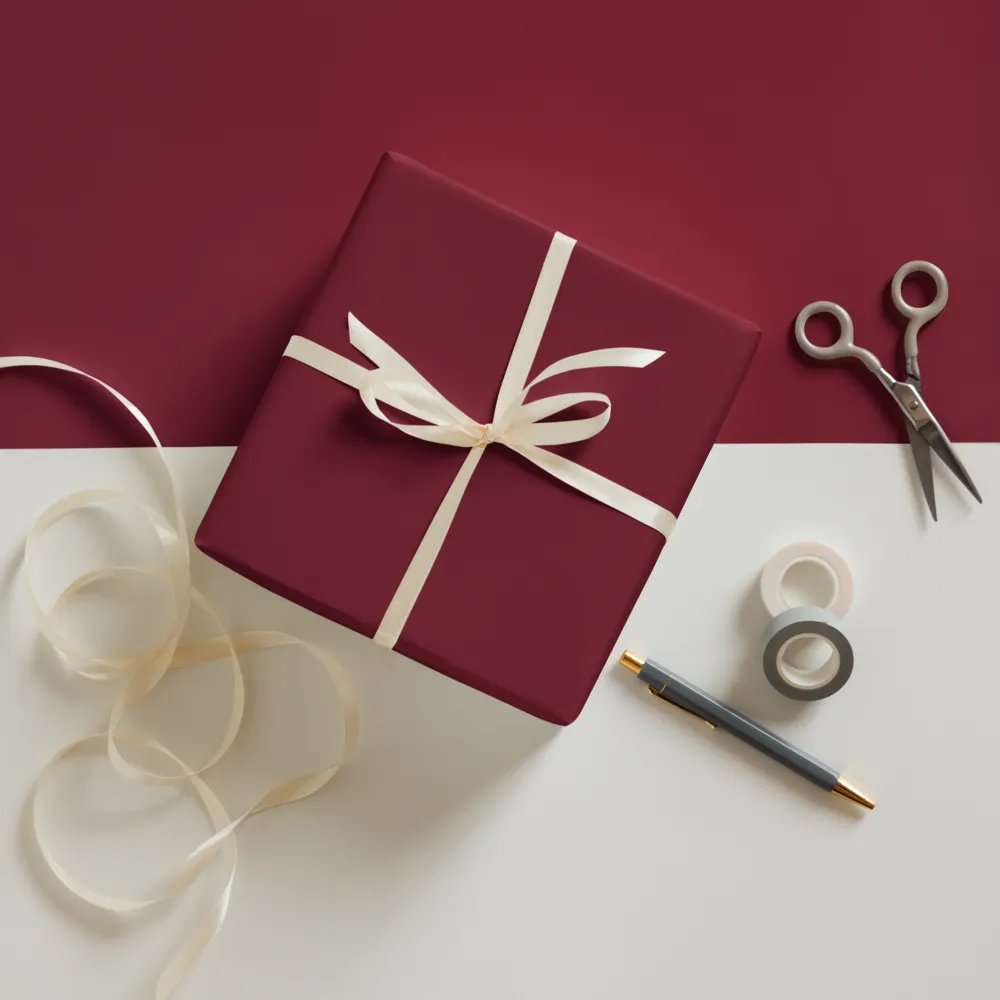Mixed (Pink, Burgundy, Green) Solid Holiday Christmas Wrapping Paper Sheets (3) product image (6)