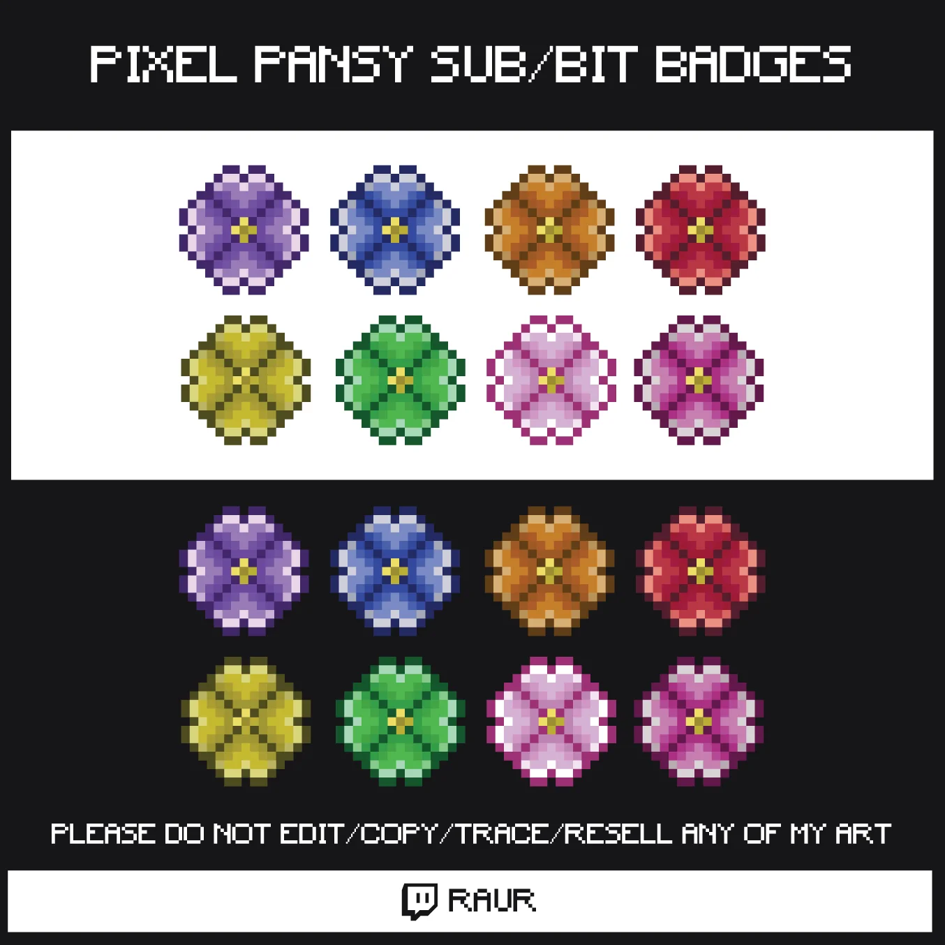 Twitch Pixel Pansies - Sub/Bit Badges product image (1)