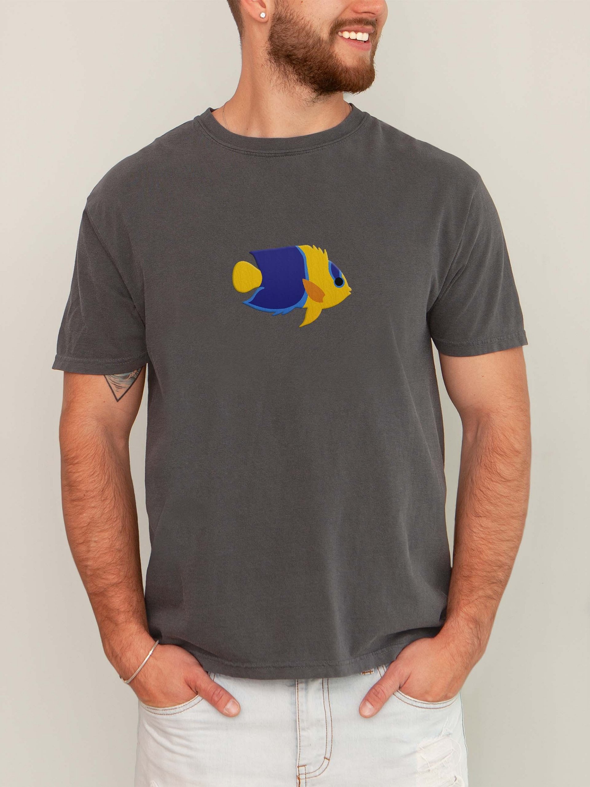 Bicolor Angelfish Premium T-Shirt (Embroidered) for Reef and Marine Aquarium Lovers product image (2)