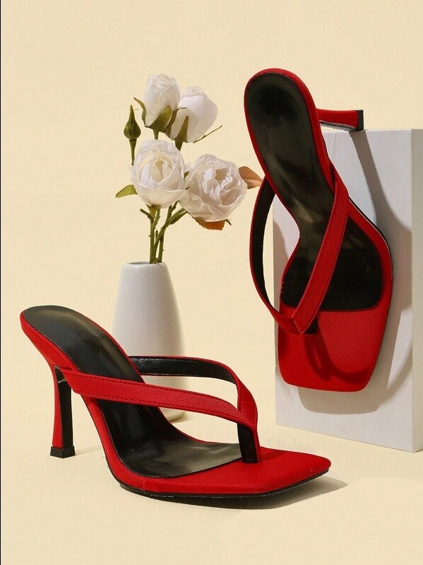 ADLEST Women's Classic Minimalist Striped Thong High Heel Sandals,Spring Summer Outfits product image (1)