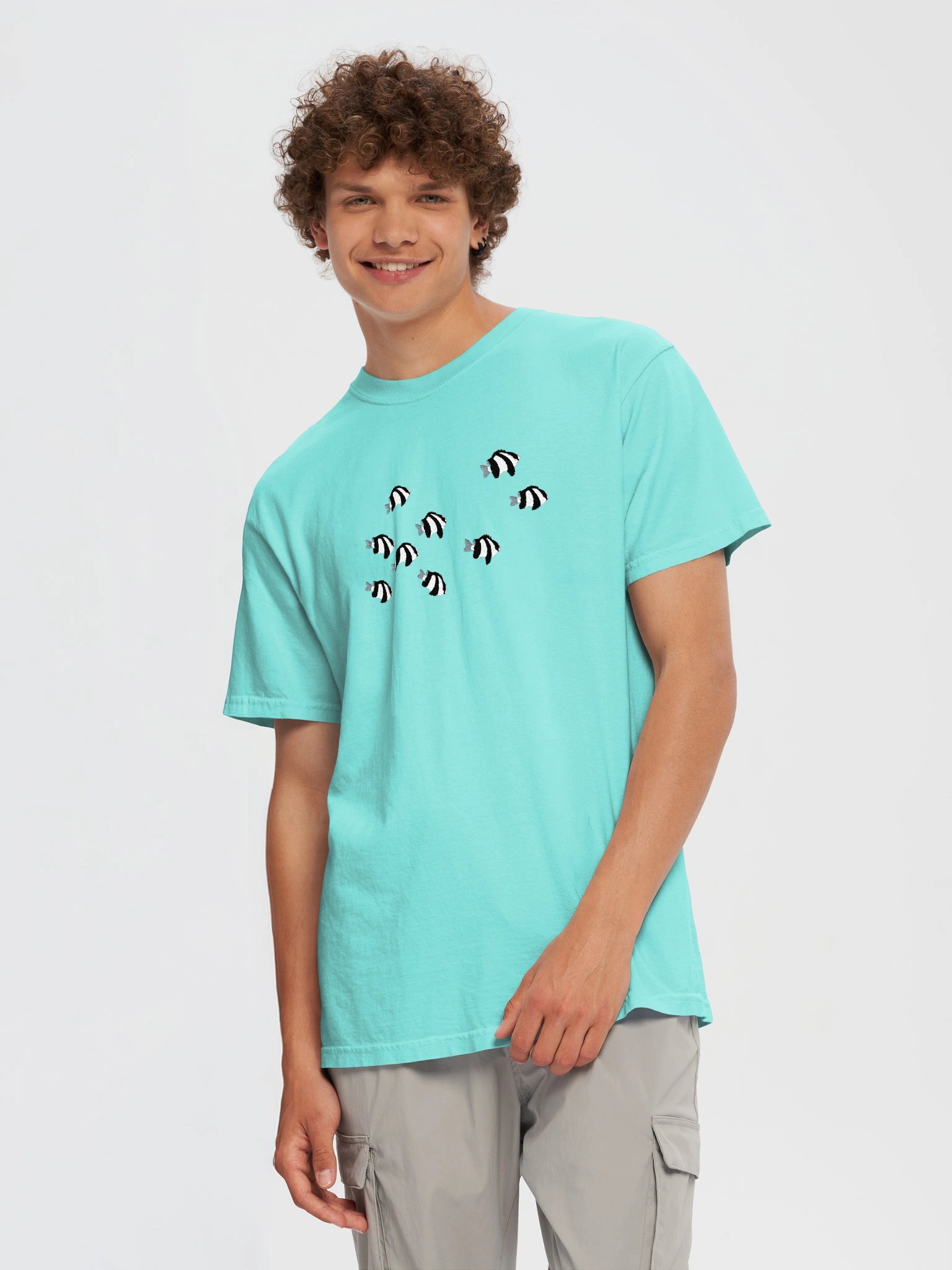 A School of Three-Stripe Damsels Embroidered Premium Shirt | Saltwater Reef Aquarium Fish & Marine Life Apparel product image (5)