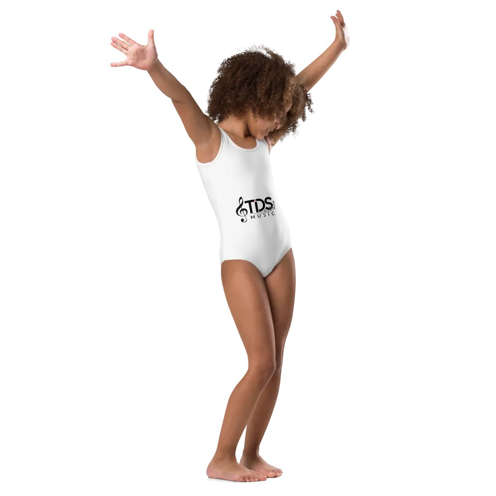 Unique All-Over Print Kids Swimsuit in White - Exclusive TDS Music Designs for Toddlers (2T-7) product image (1)