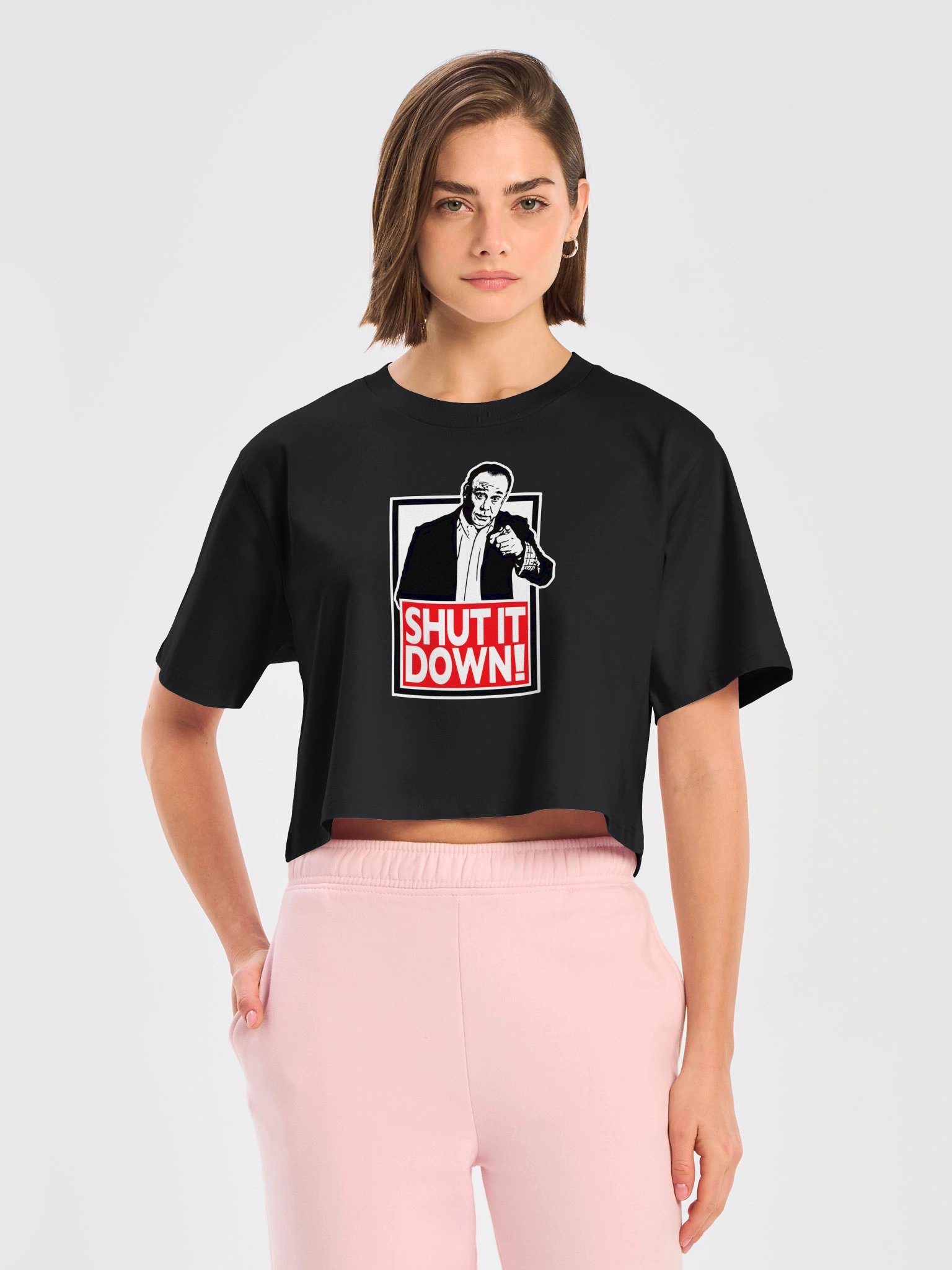 Shut It Down Crop Women's Tee product image (5)