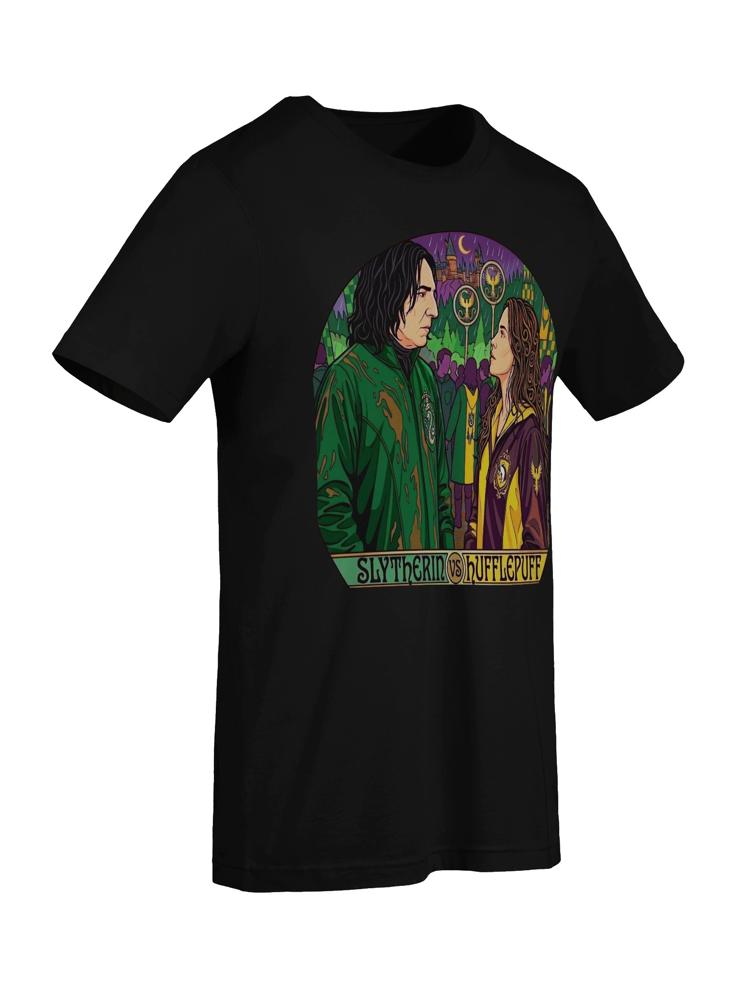 Slytherin vs Hufflepuff Wizard Rivalry Art Nouveau T-Shirt | Magical House Pride Fantasy Fan Shirt product image (41)
