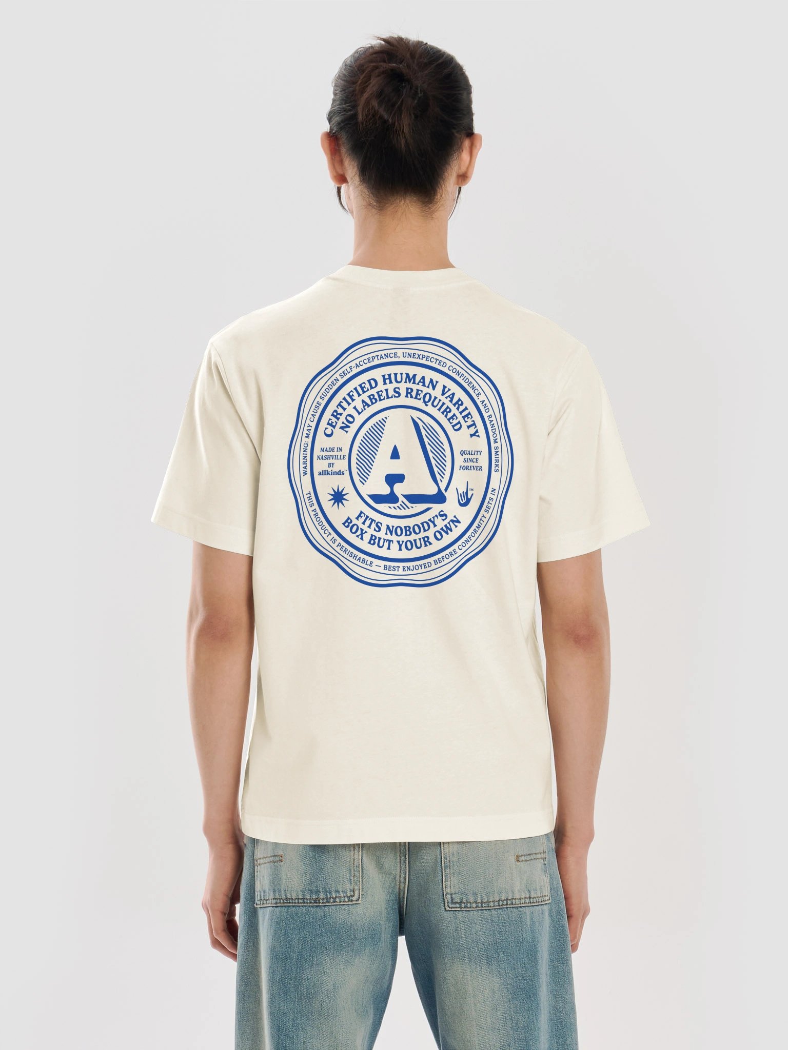 the 'labels' tee | double hit | light product image (4)