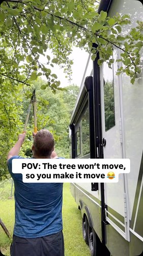 RV life isn’t always sunshine and campfires… sometimes you have to negotiate with a tree 😂🌳🚐

#RVLife #RVLiving #RVCamping #C...