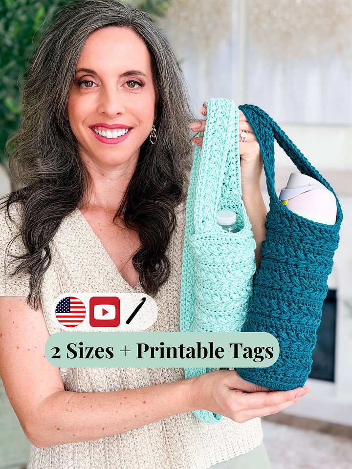 Wheat Stitch™ Crochet Water Bottle Holder Pattern product image (1)