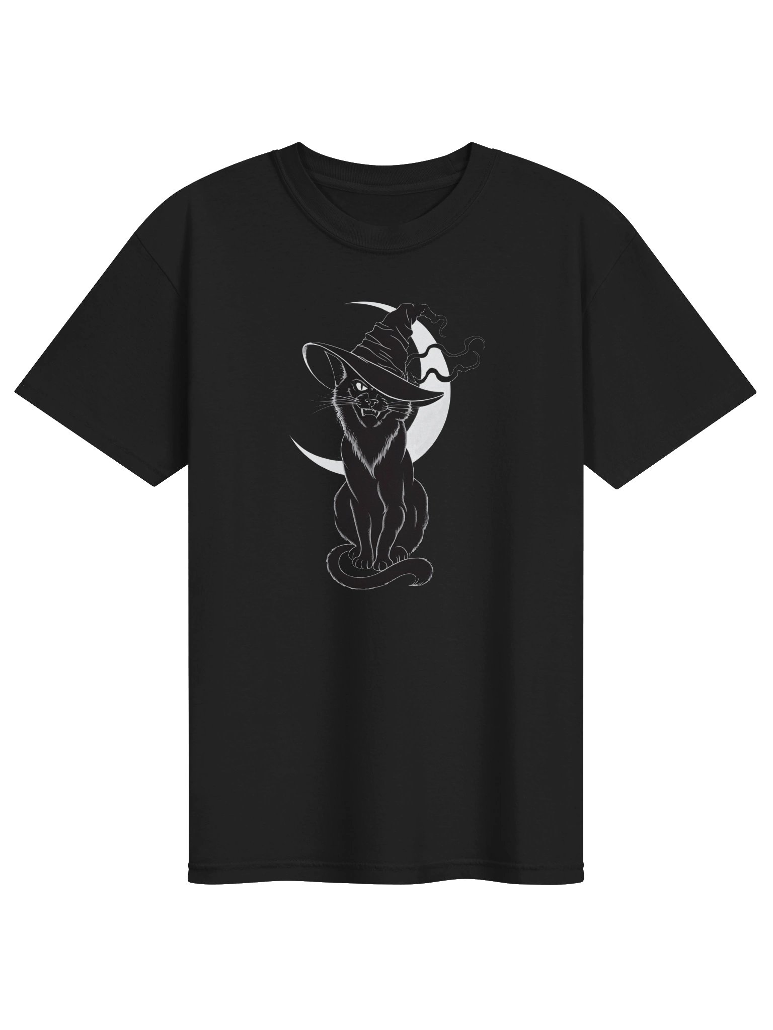 Spooky Witch Cat Crescent Moon Tee product image (6)