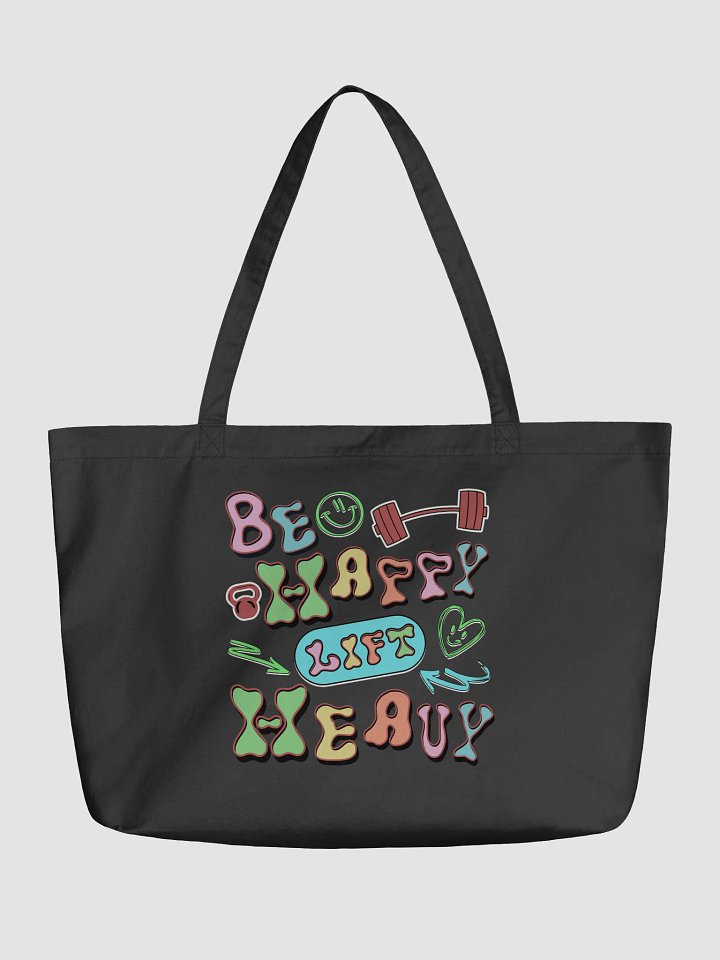 Be Happy Lift Heavy Weightlifting Groovy Fitness Tote Bag product image (2)
