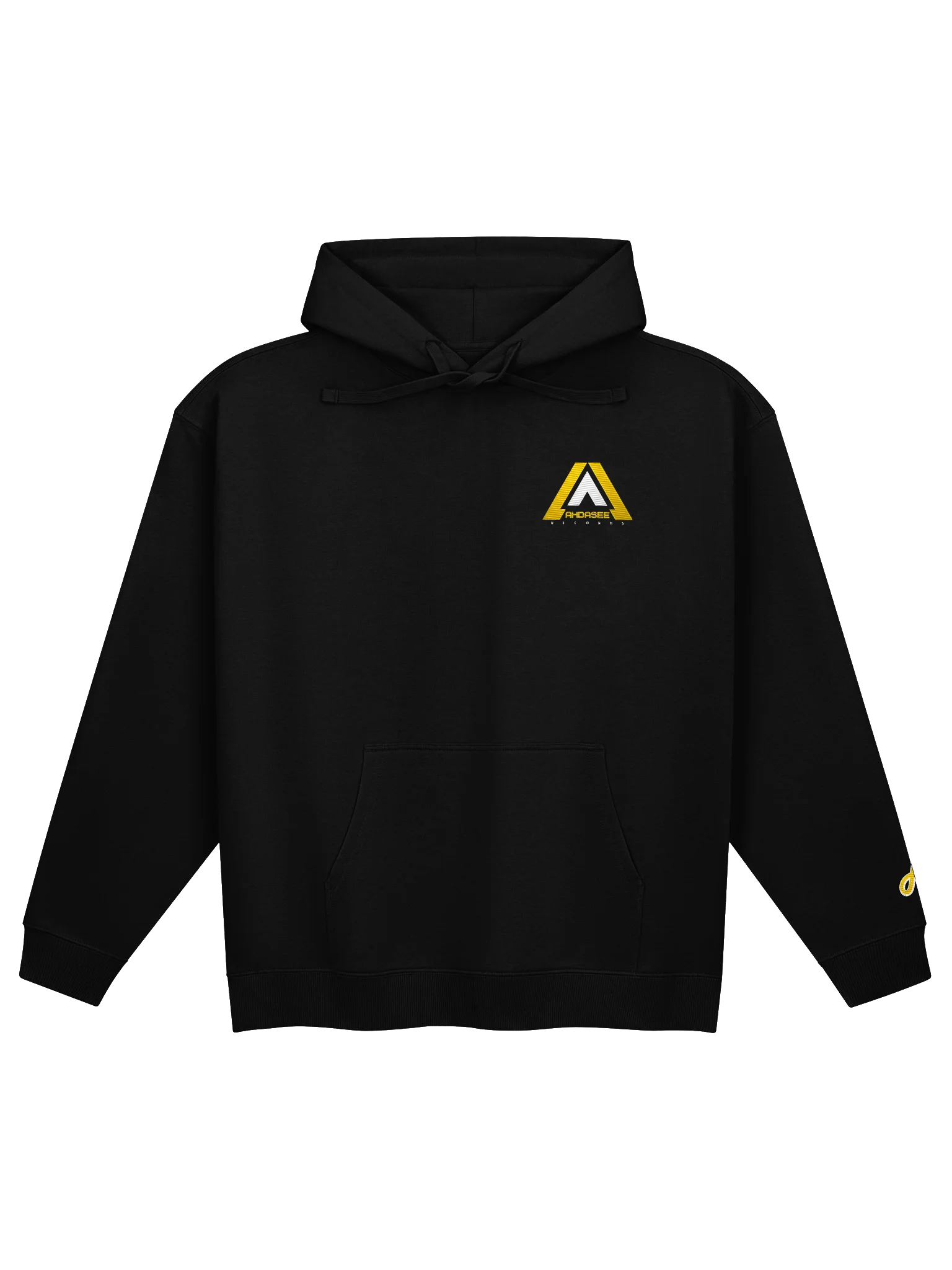 Ahdasee Records Signature Embroidered Hoodie – Black (Gold/White) product image (1)