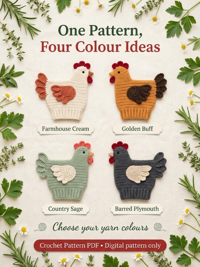 Farmhouse Hen Oven Mitt Crochet Pattern PDF – Insulated Kitchen Glove product image (3)
