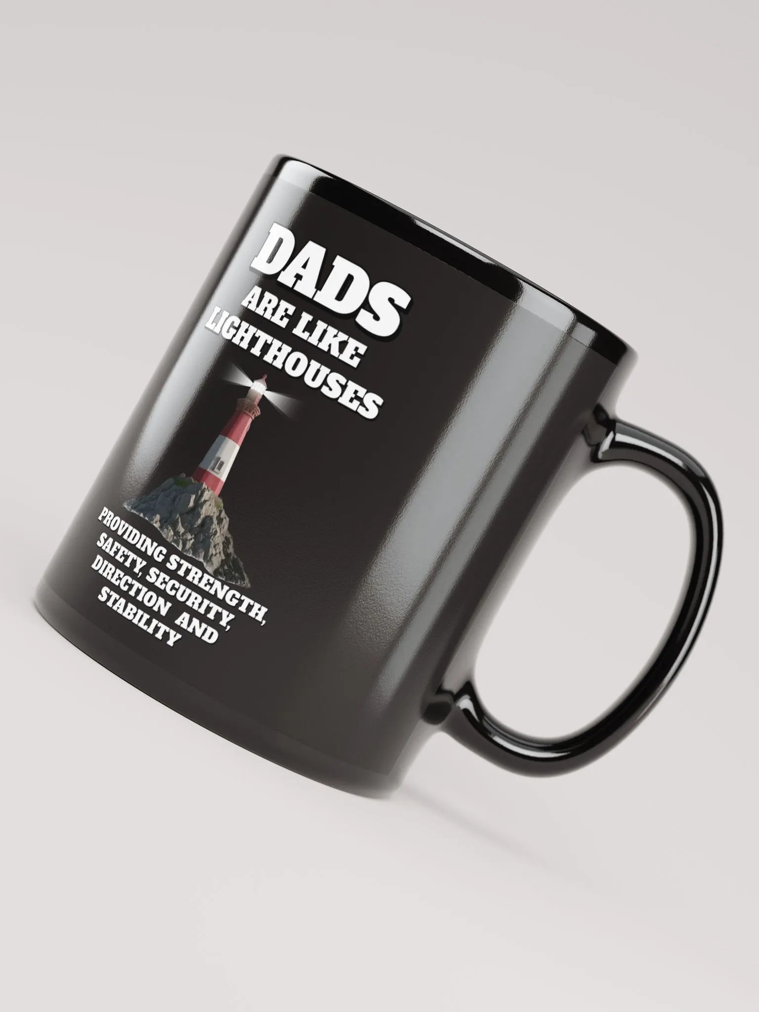 Dads Are Like Lighthouses Inspirational Black Mug product image (7)